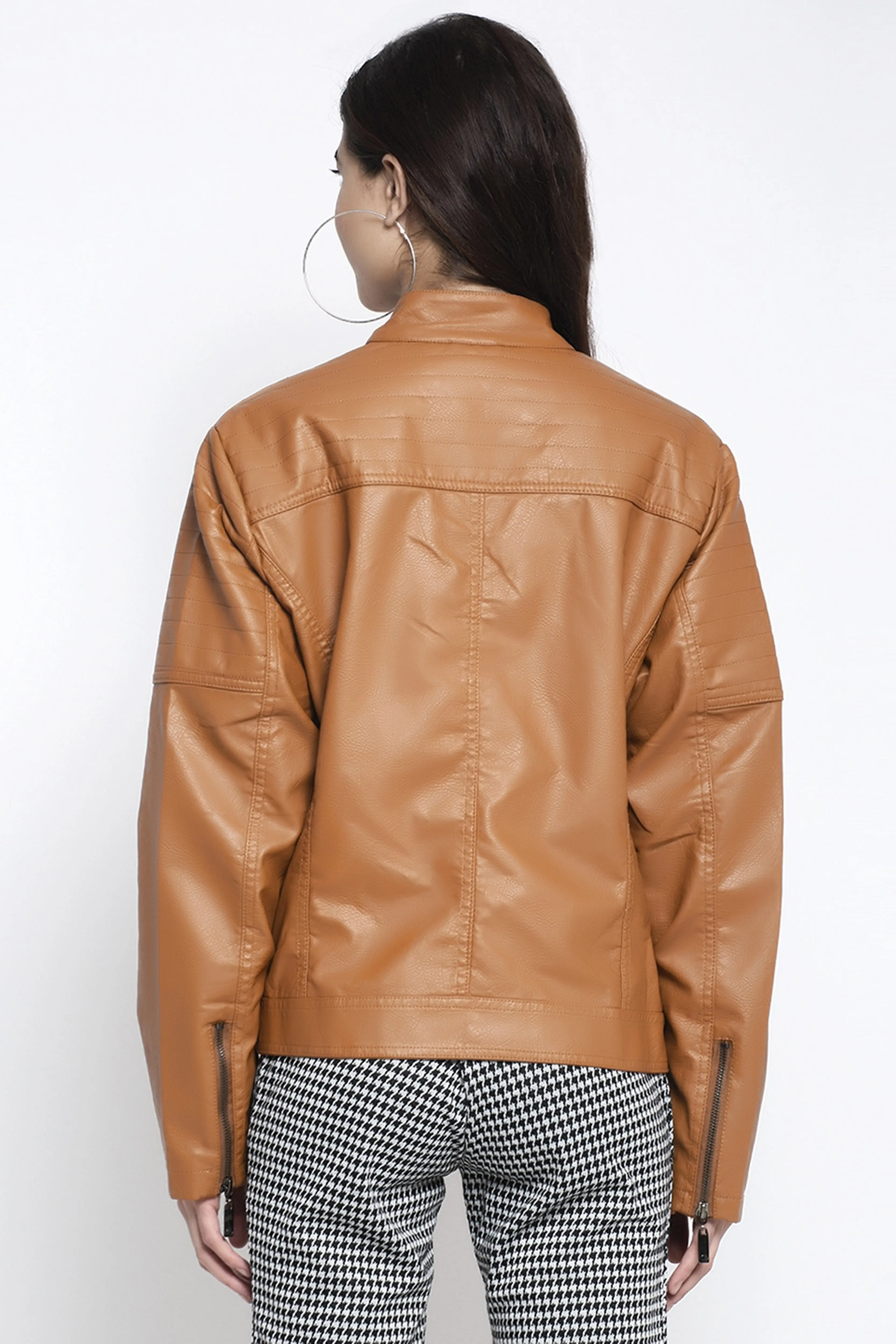 Brown urethane Solid Jacket - Image 2