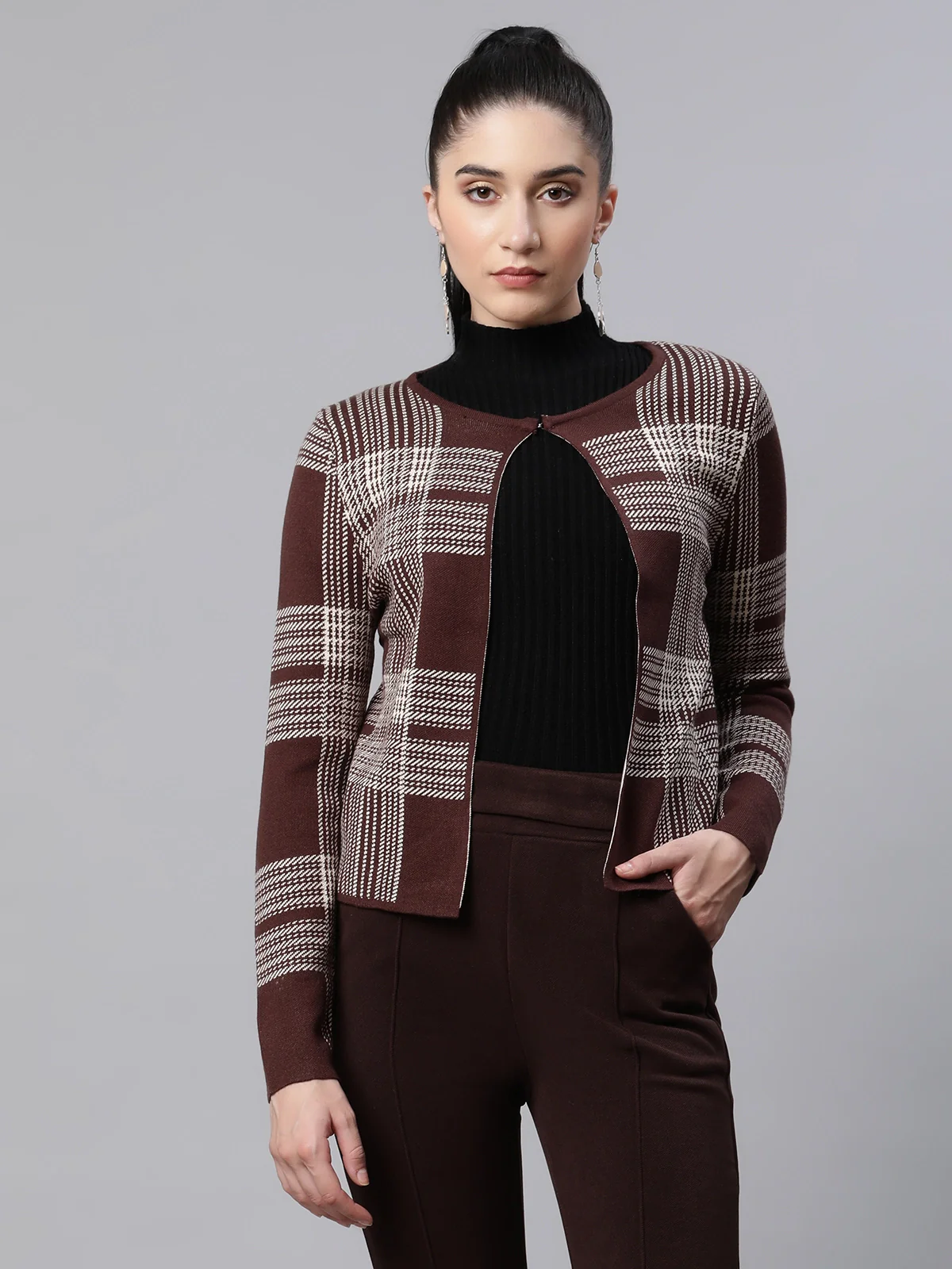 Maroon Checkered Cardigan - Image 8
