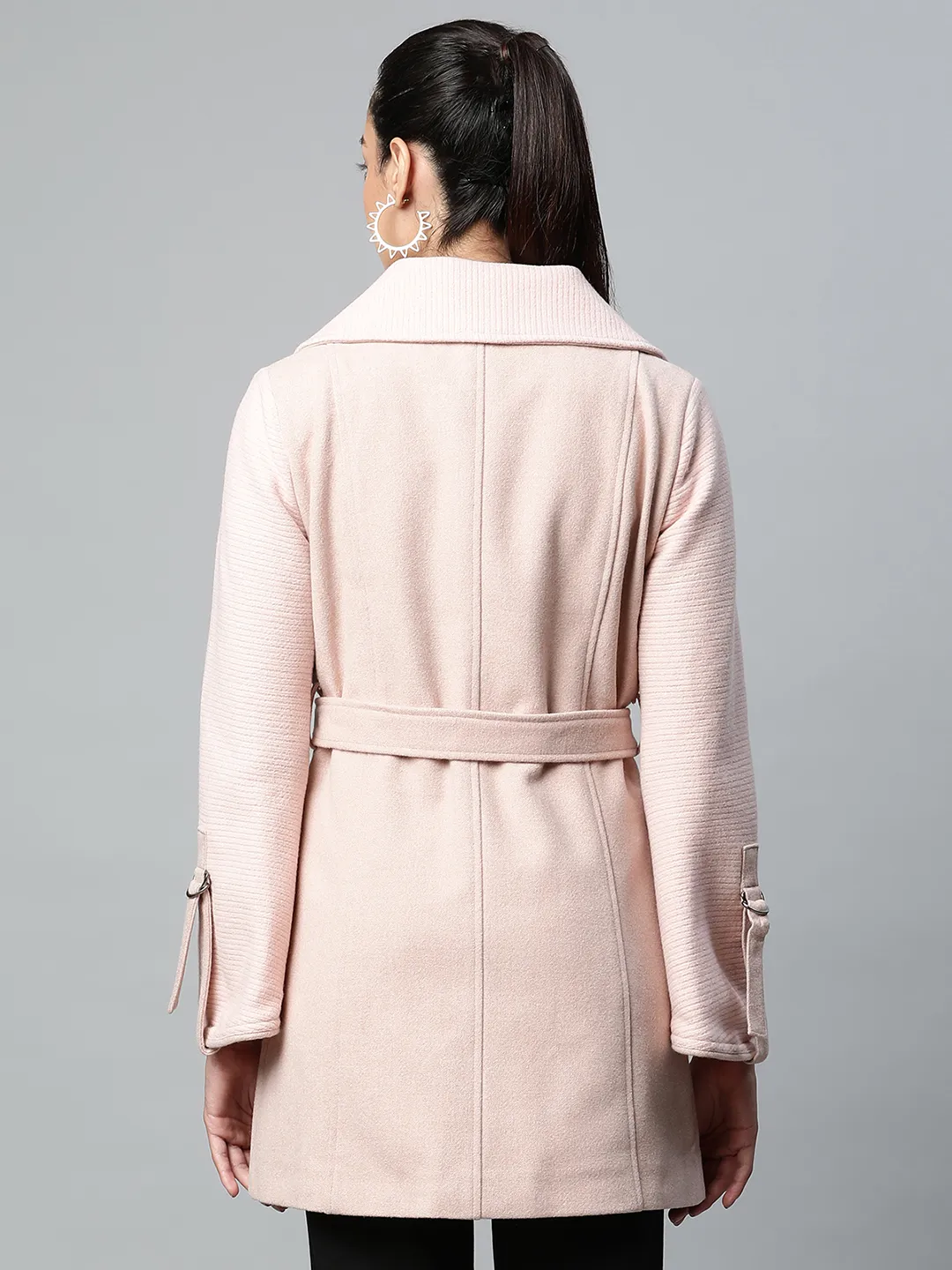 Dusty Pink Coat with Waist Belt - Image 4