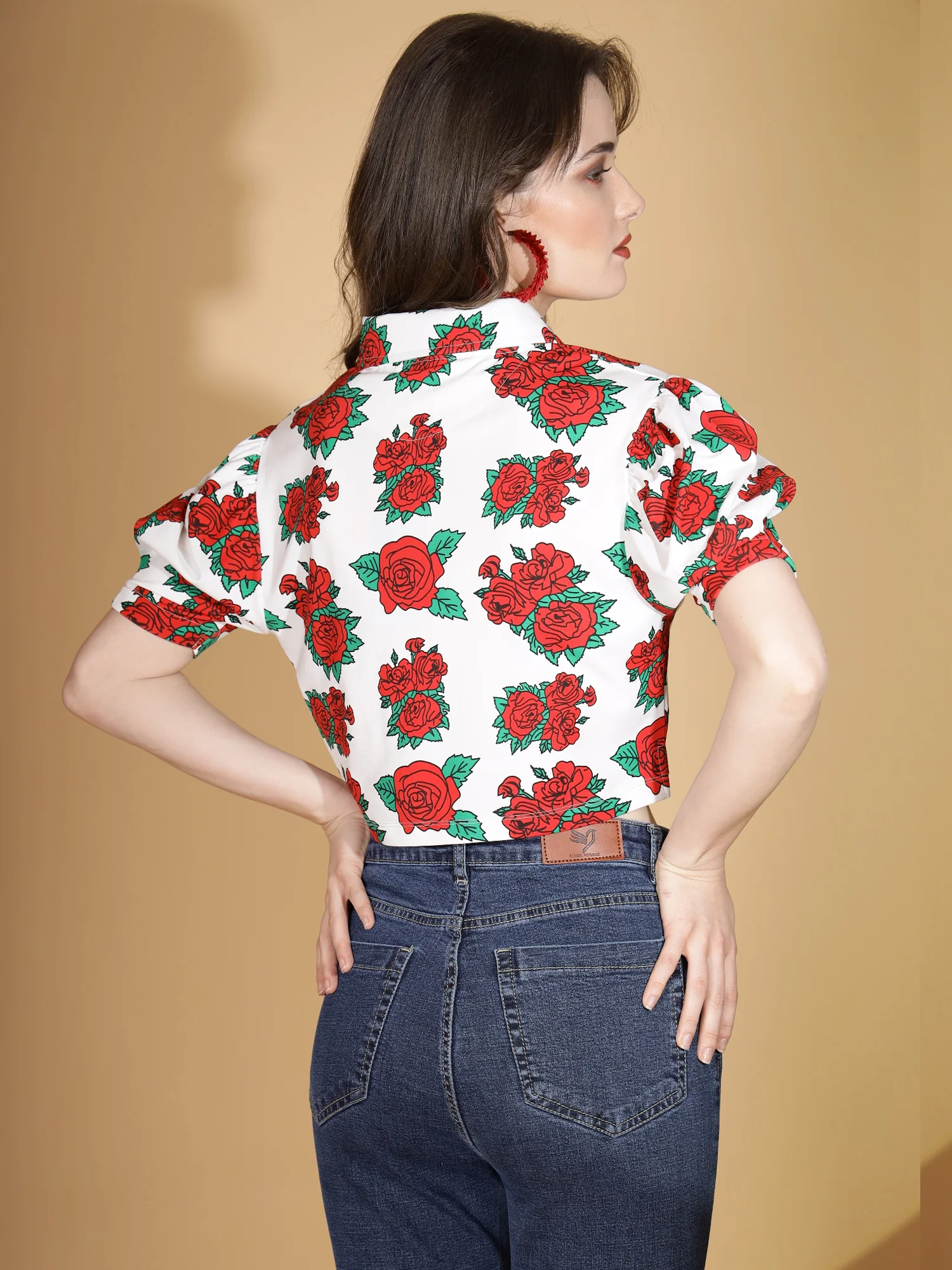 White Floral Cotton Crop Top - Image 5