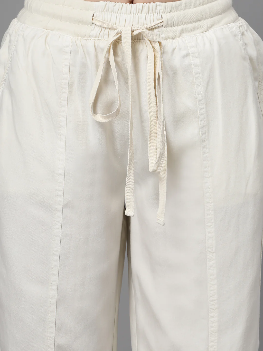 Cream Cotton Solid Lower - Image 8