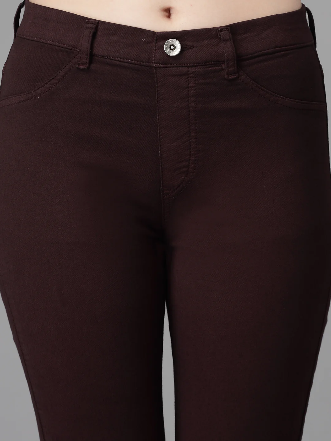 Women Dark Brown Denim Stretchable Jegging - Image 6