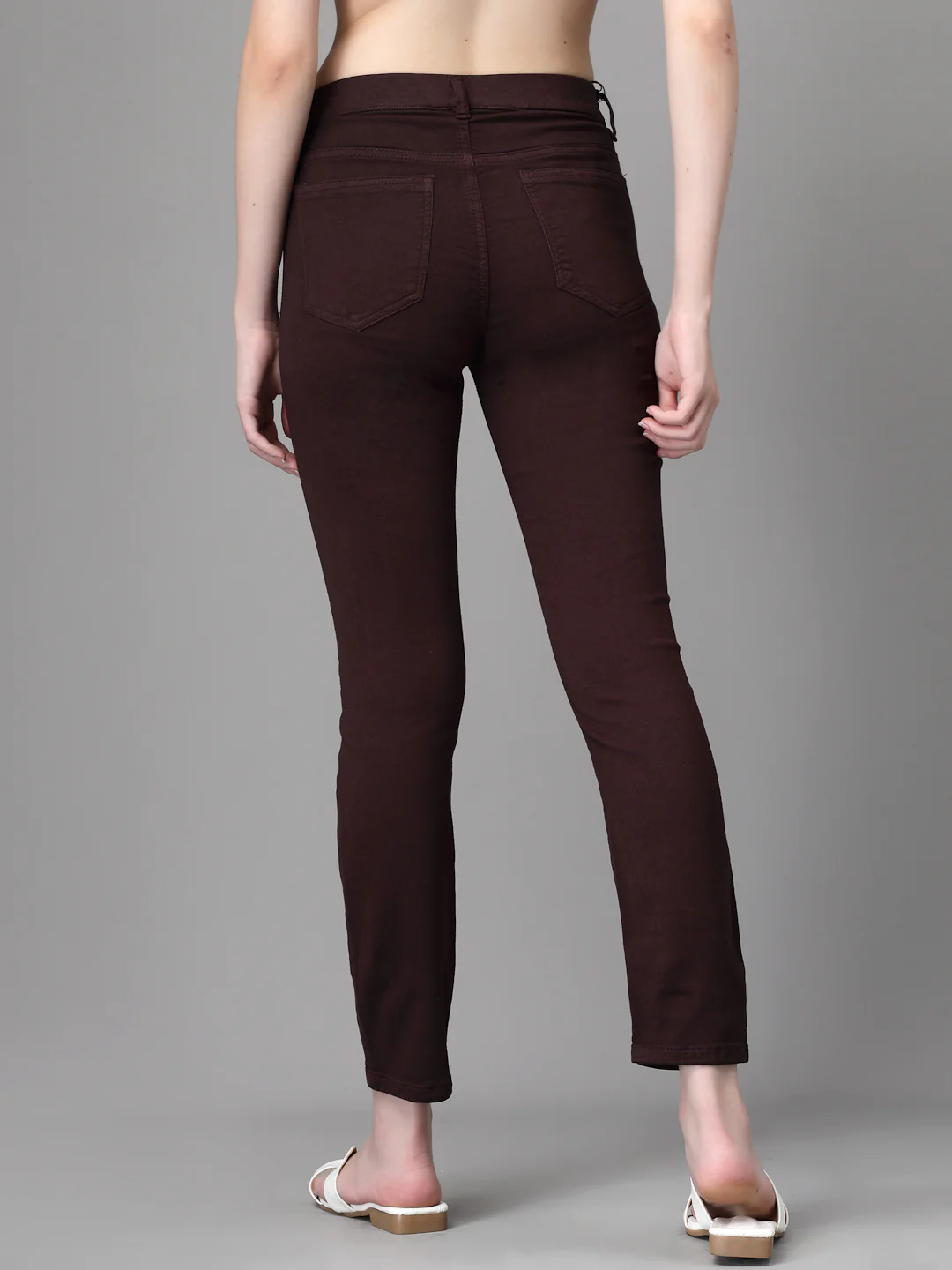 Women Dark Brown Denim Stretchable Jegging - Image 7