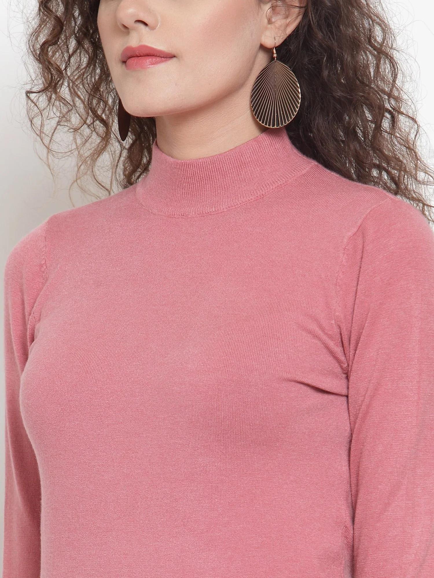 Pink Turtle Neck Full Sleeve Pullover - Image 5