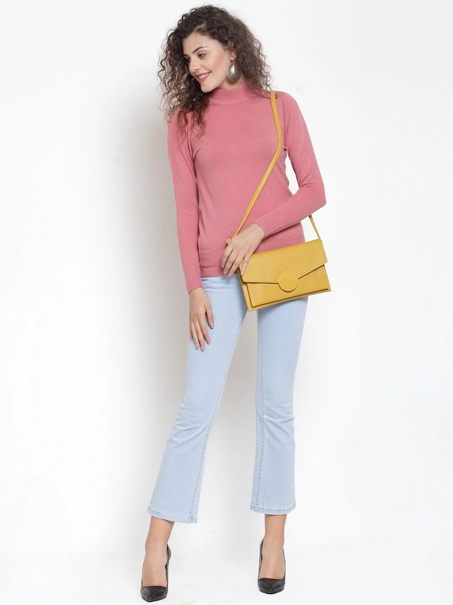 Pink Turtle Neck Full Sleeve Pullover - Image 6