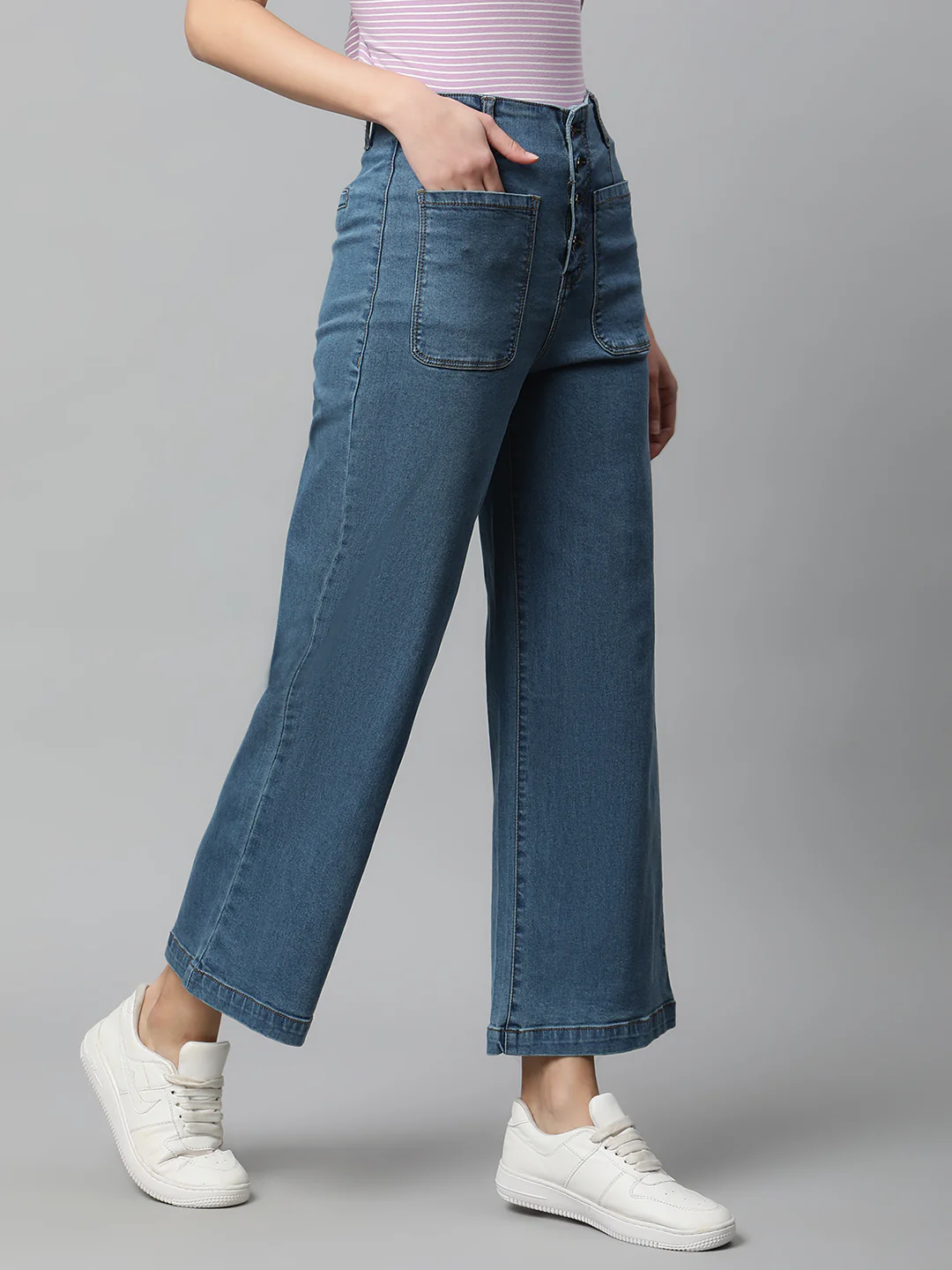 Women High Rise Full Length Blue Jeans - Image 10