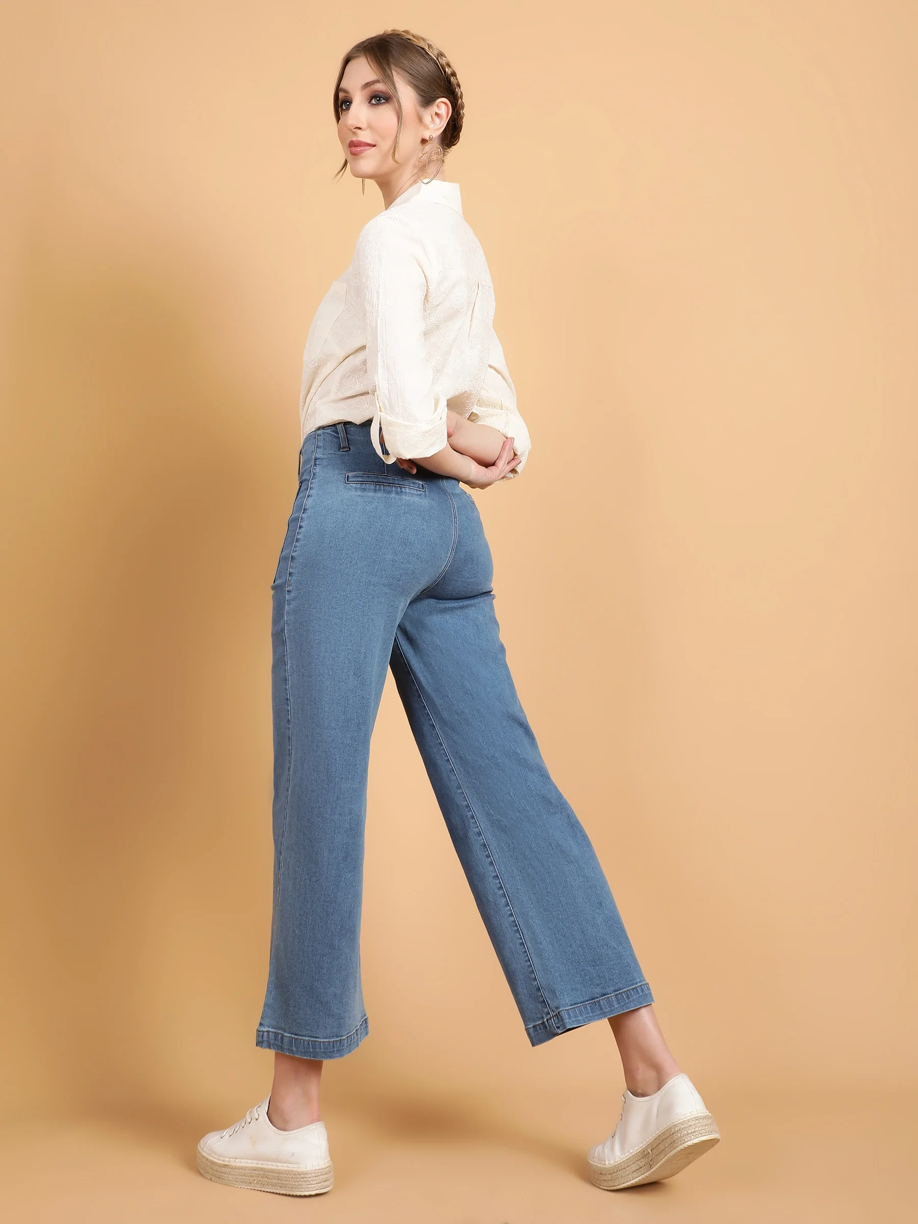 Women High Rise Full Length Blue Jeans - Image 13