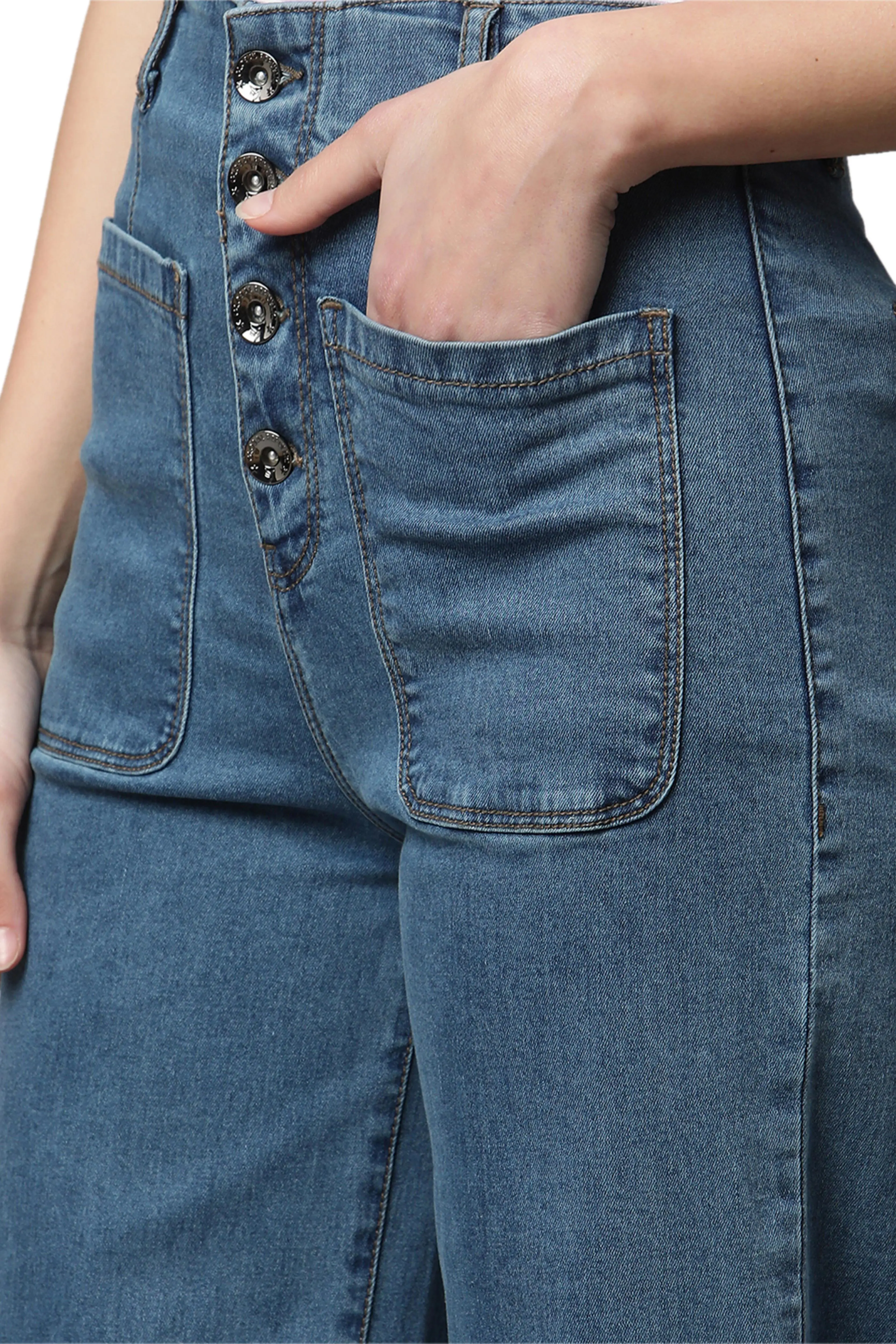 Women High Rise Full Length Blue Jeans - Image 4