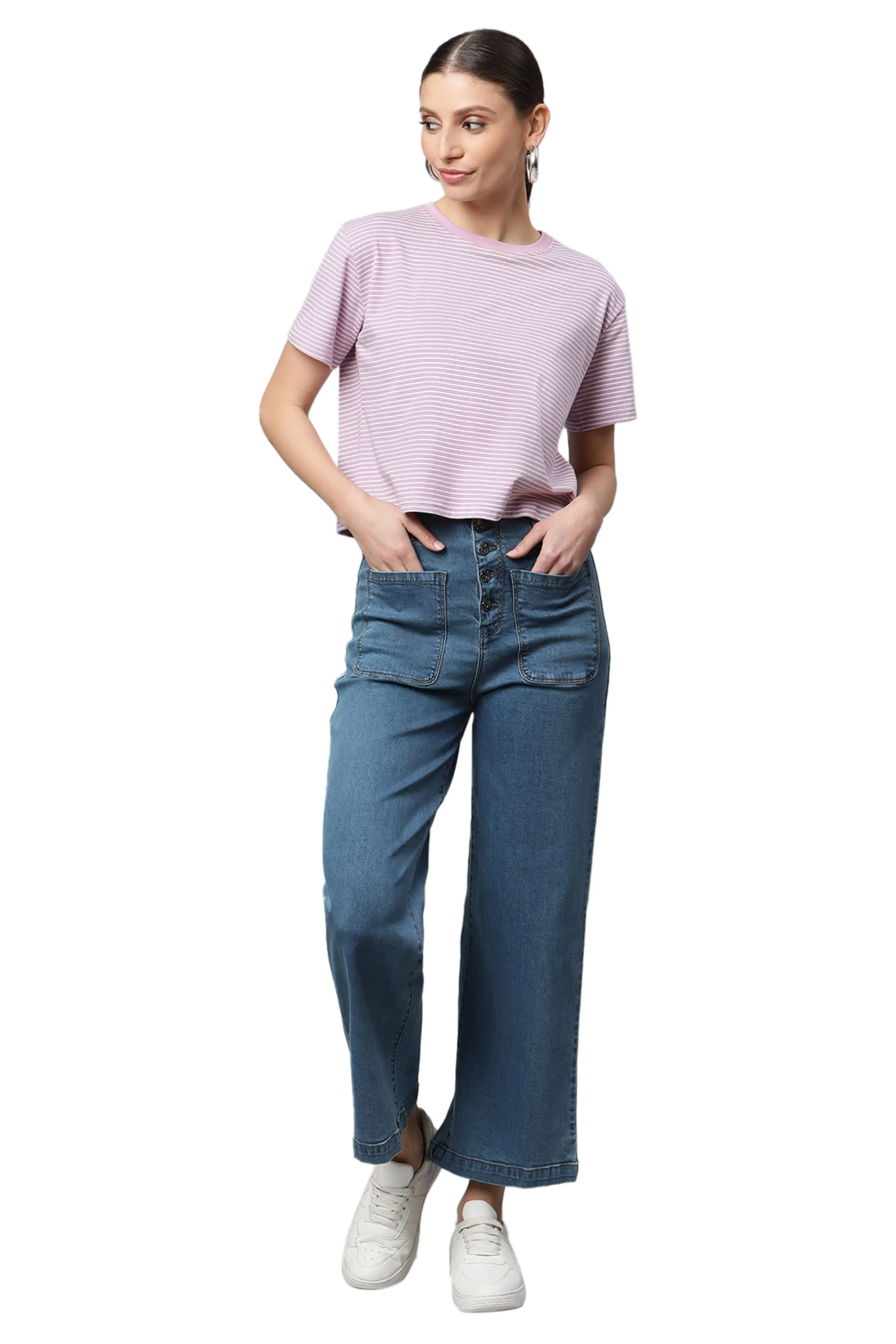 Women High Rise Full Length Blue Jeans - Image 5