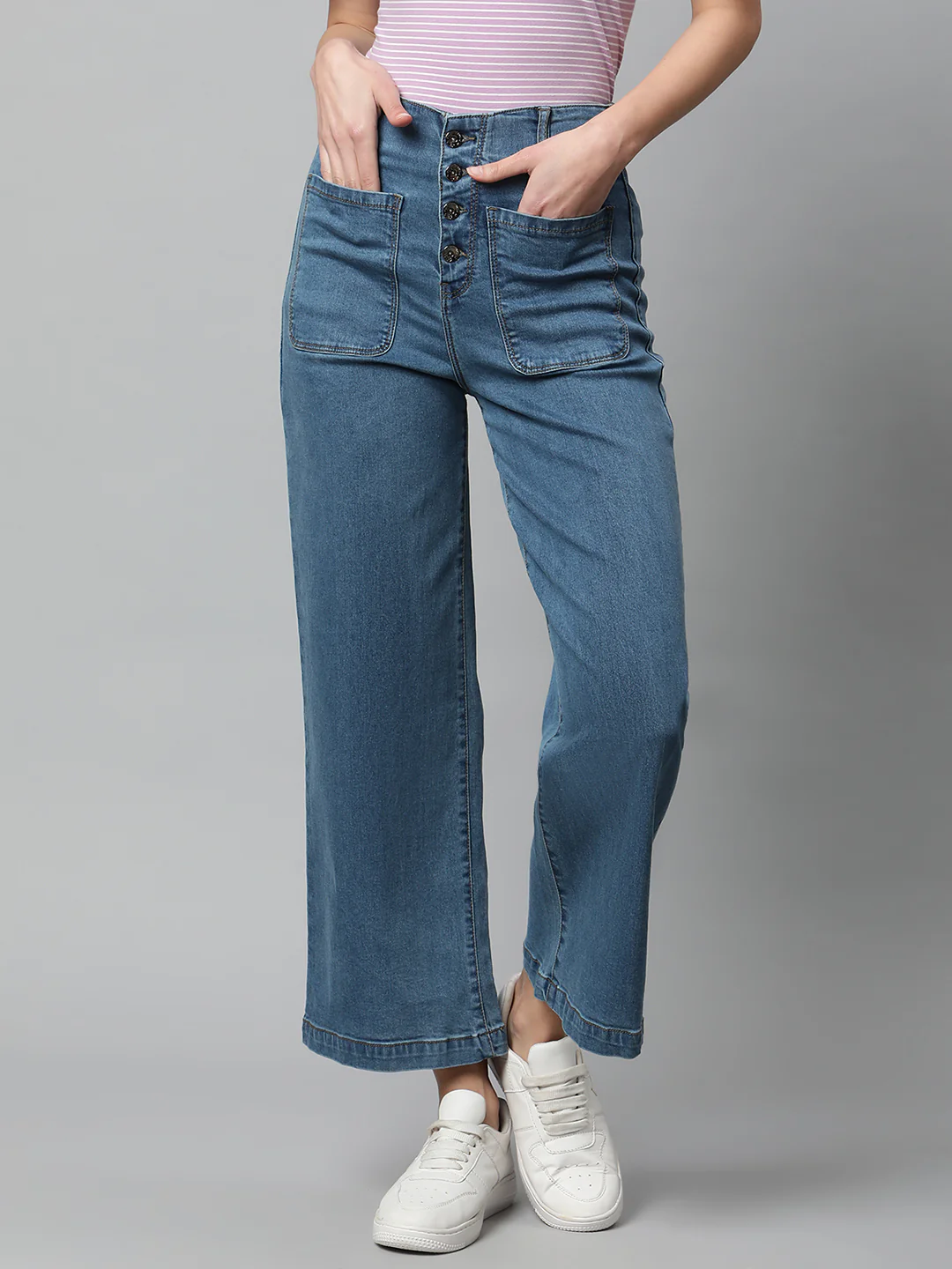 Women High Rise Full Length Blue Jeans - Image 8