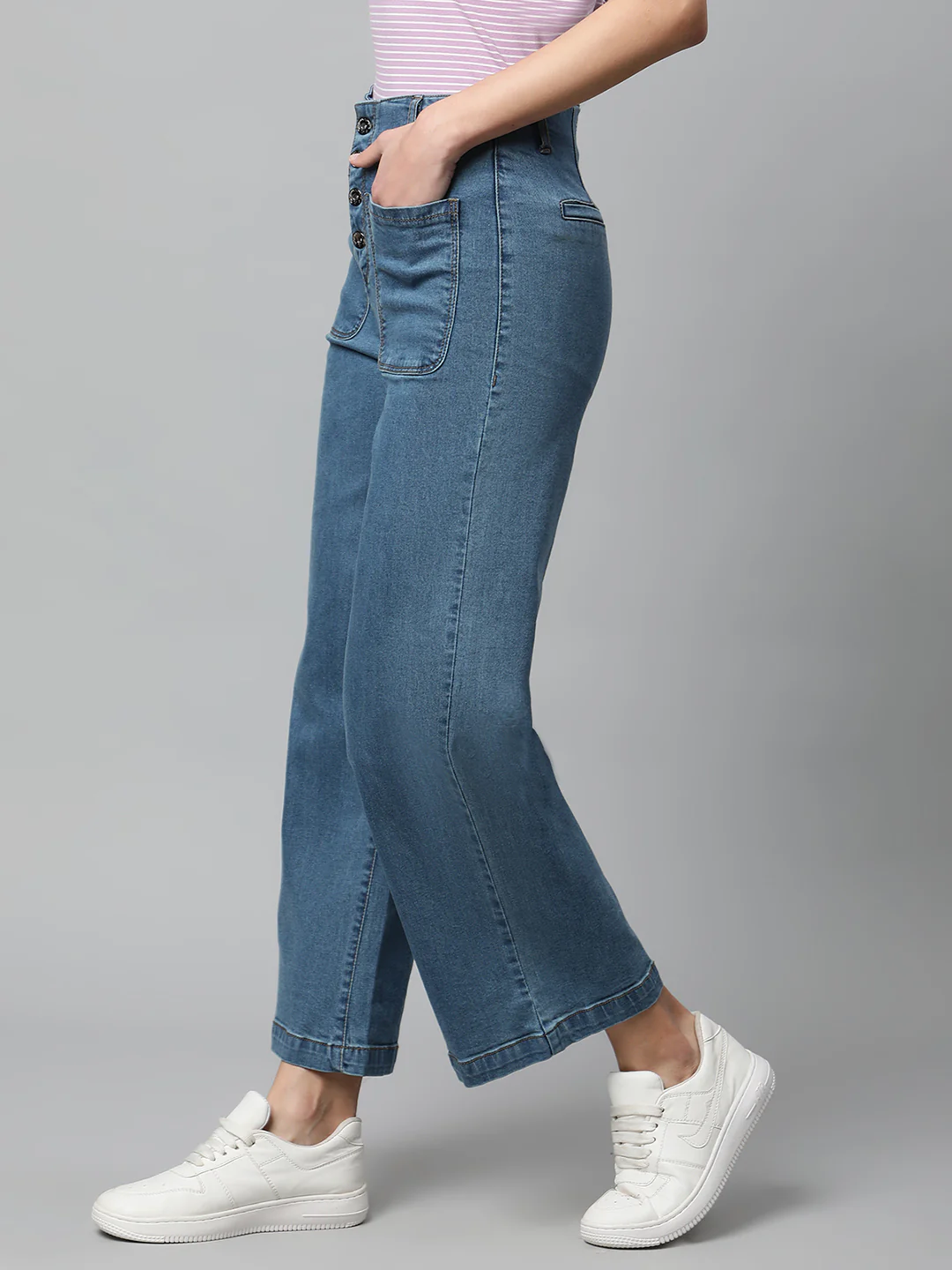 Women High Rise Full Length Blue Jeans - Image 9