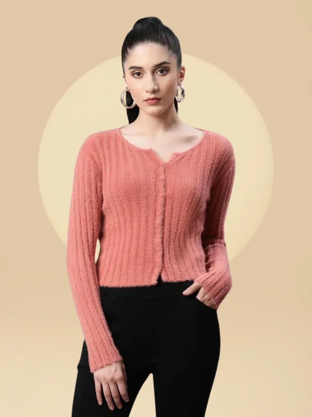Blush Pink Slim Fit Pullover - Image 4