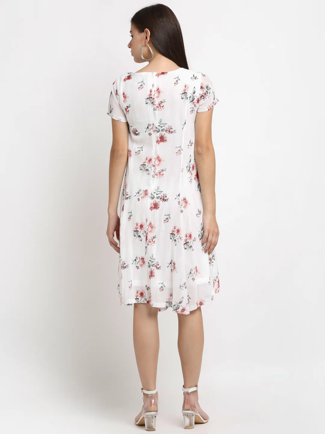 Women Floral Print White Dress - Image 4