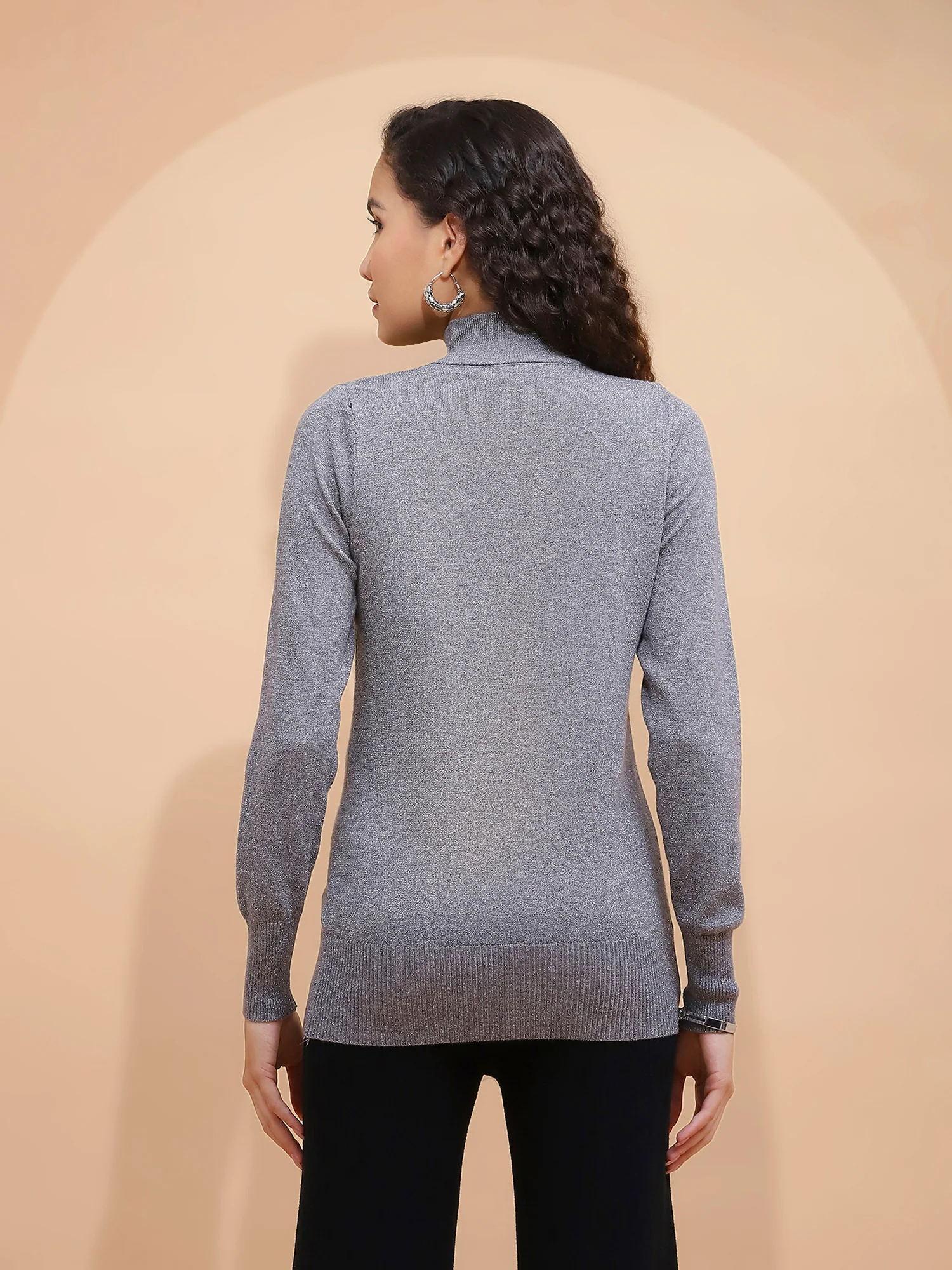 Grey & Silver Turtle Neck Skivvy Top - Image 4