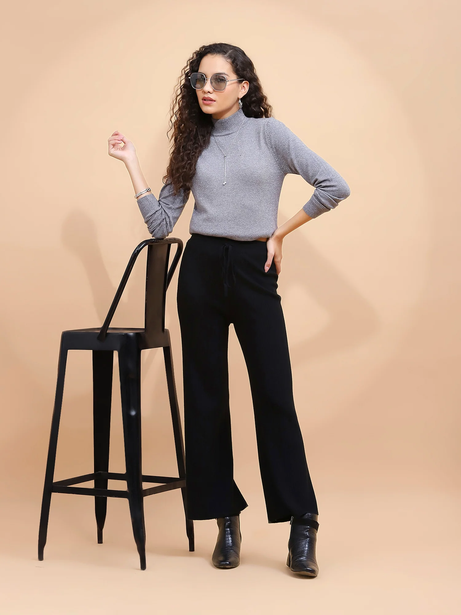 Grey & Silver Turtle Neck Skivvy Top - Image 6