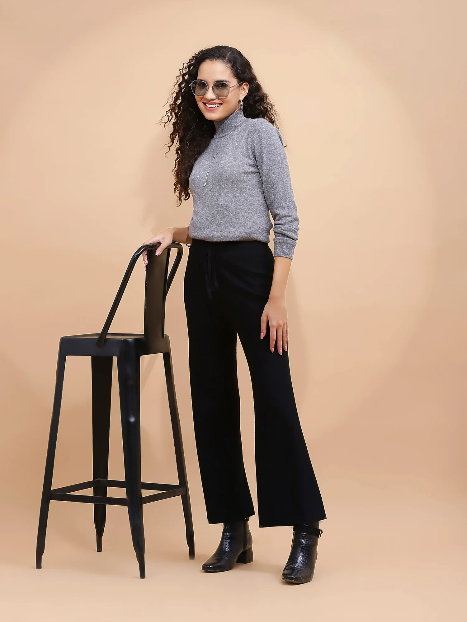 Grey & Silver Turtle Neck Skivvy Top - Image 7