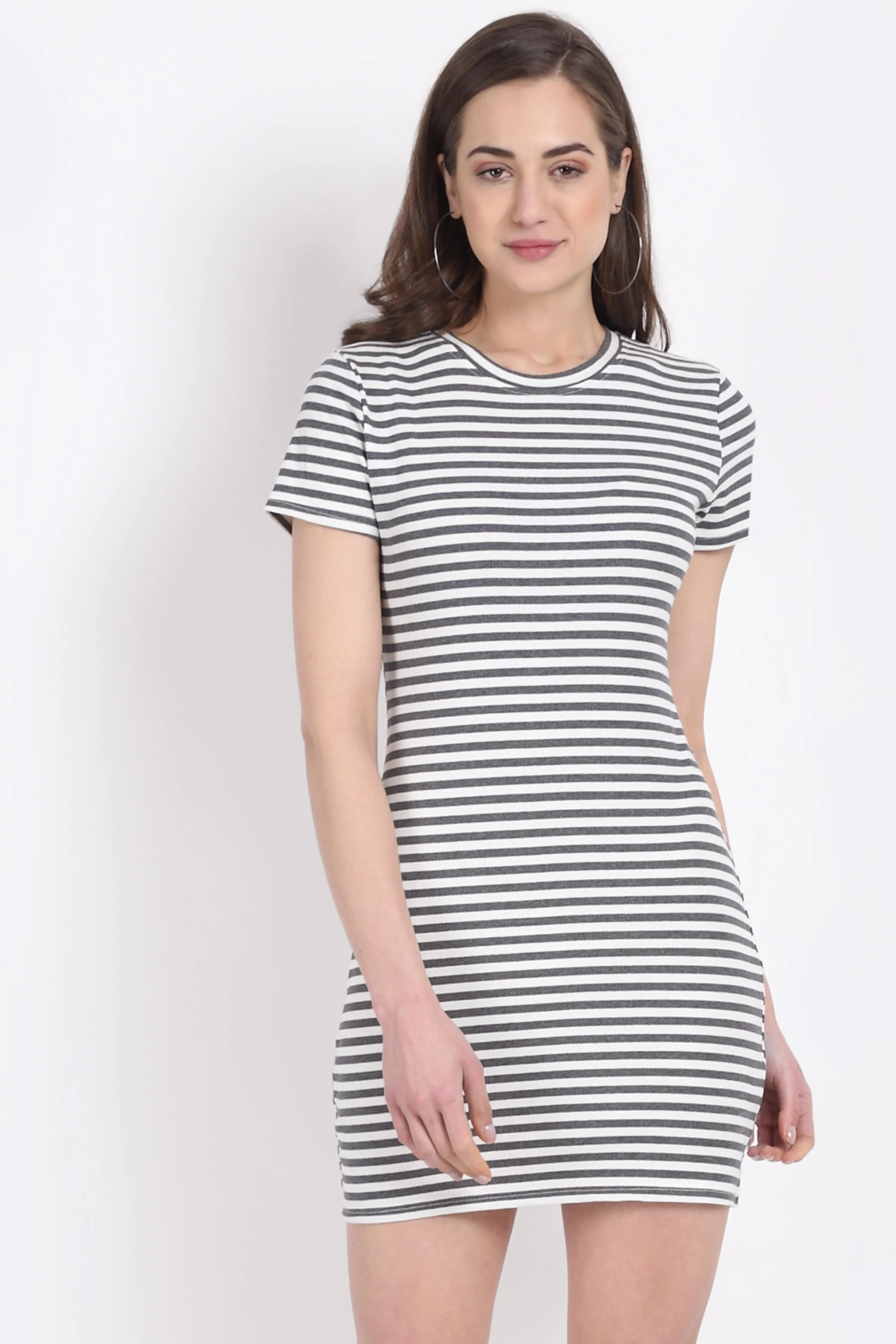 Women Grey leopard Printed Tunic Dress