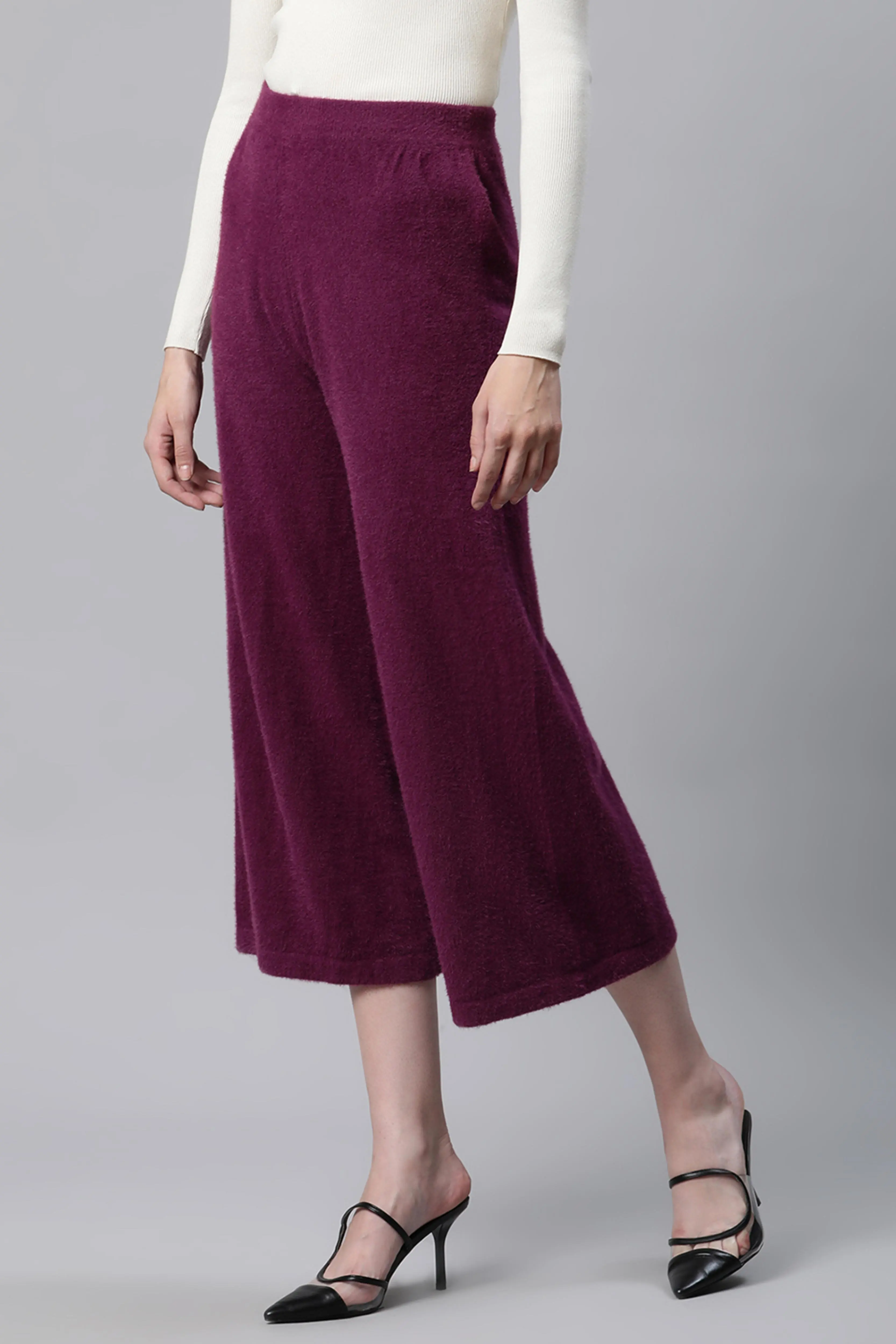 Plum Nylon Loose Fit Lower - Image 3