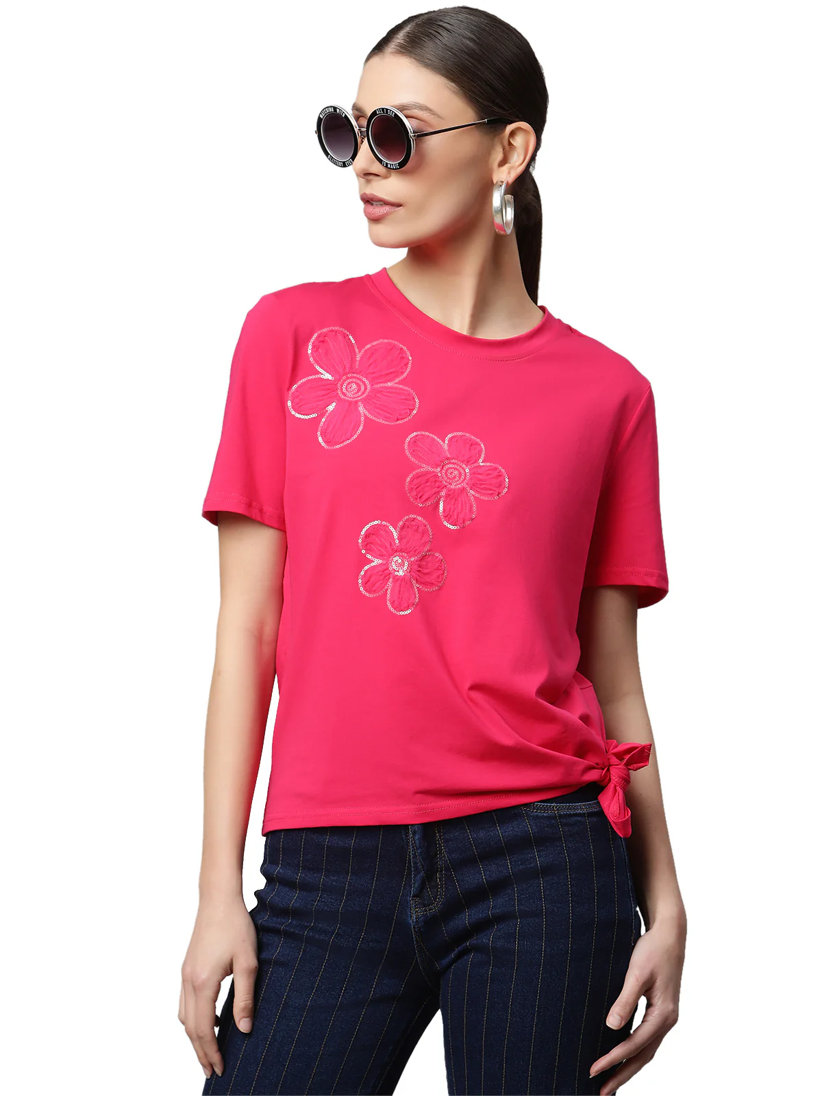 Women Regular Fit Floral Embroidery Top - Image 14