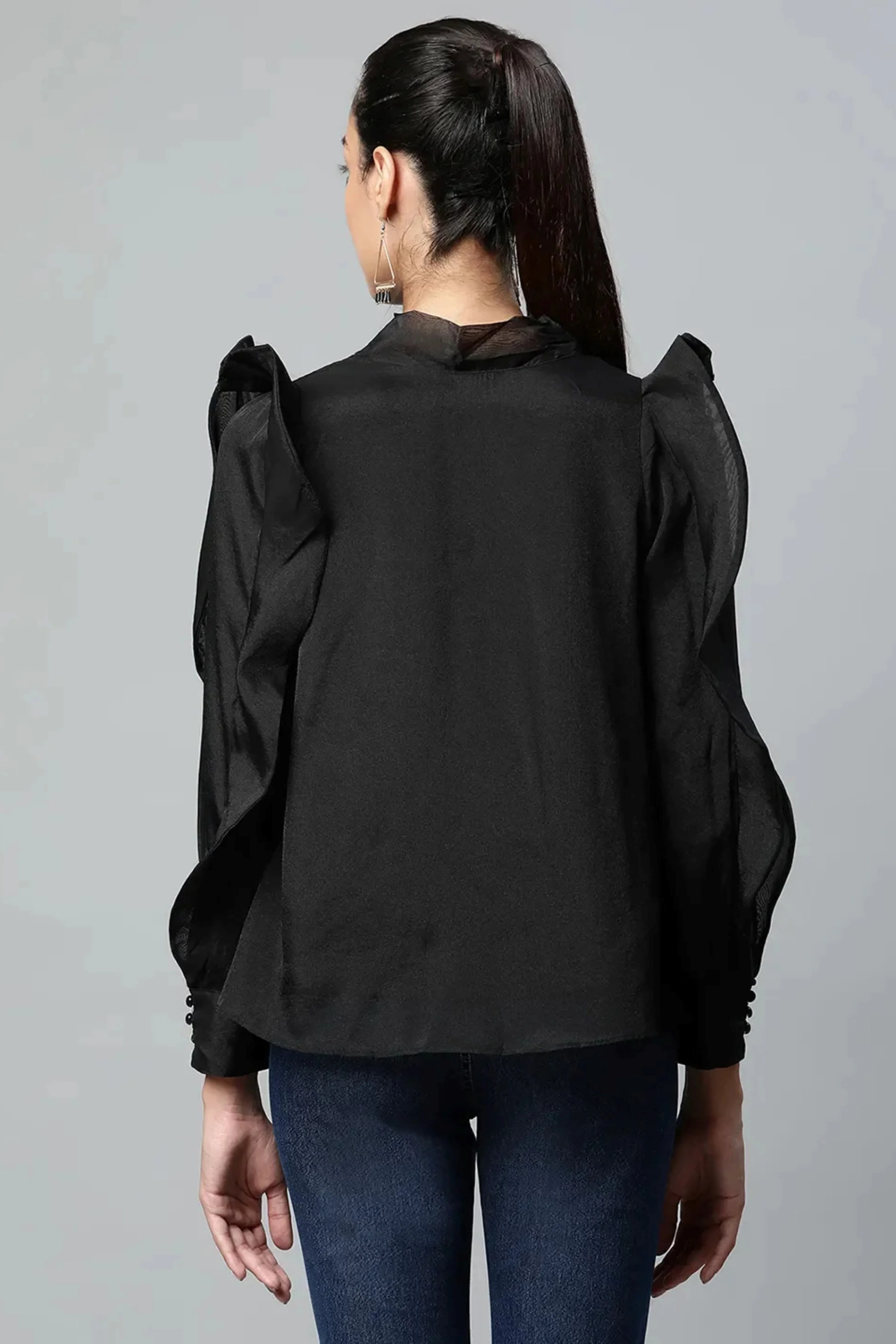 Keyhole Neck Blouson Top - Image 3