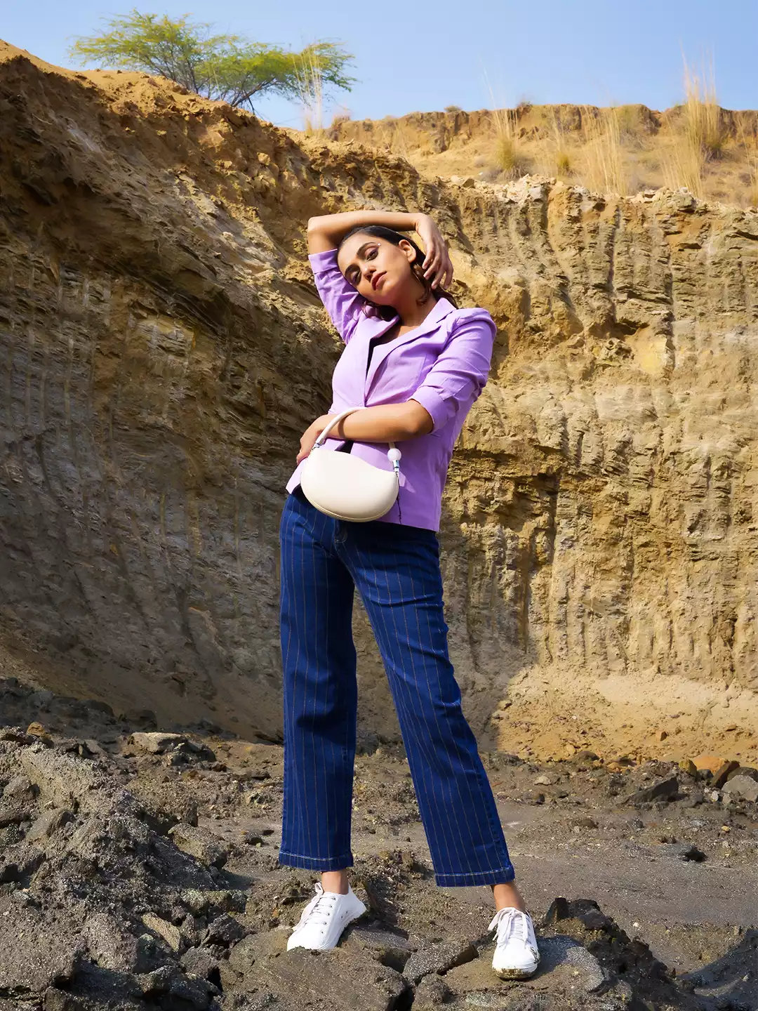 Women Lavender Casual Slim Fit Coat - Image 6
