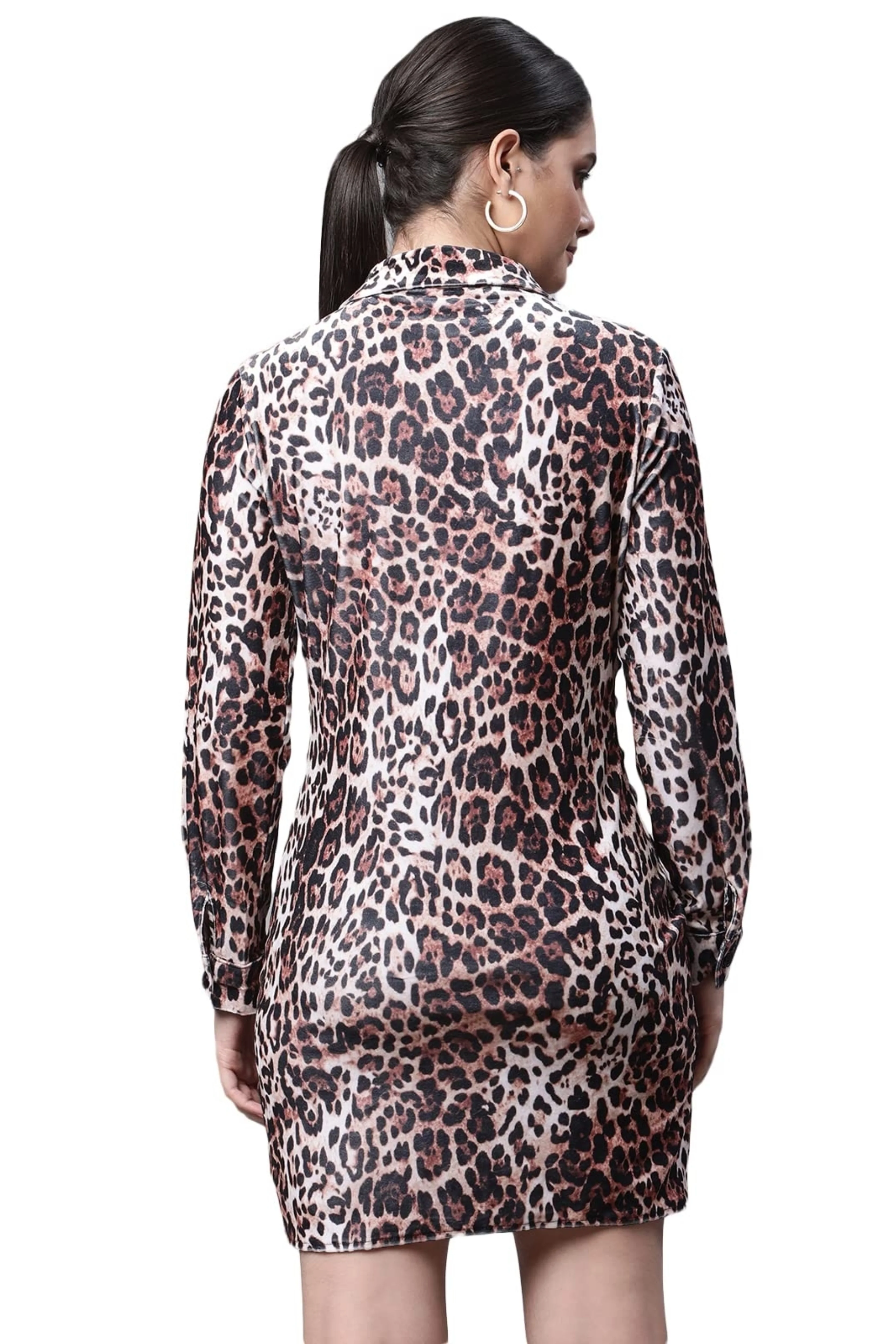 Leopard Printed Ruched Dress - Image 4