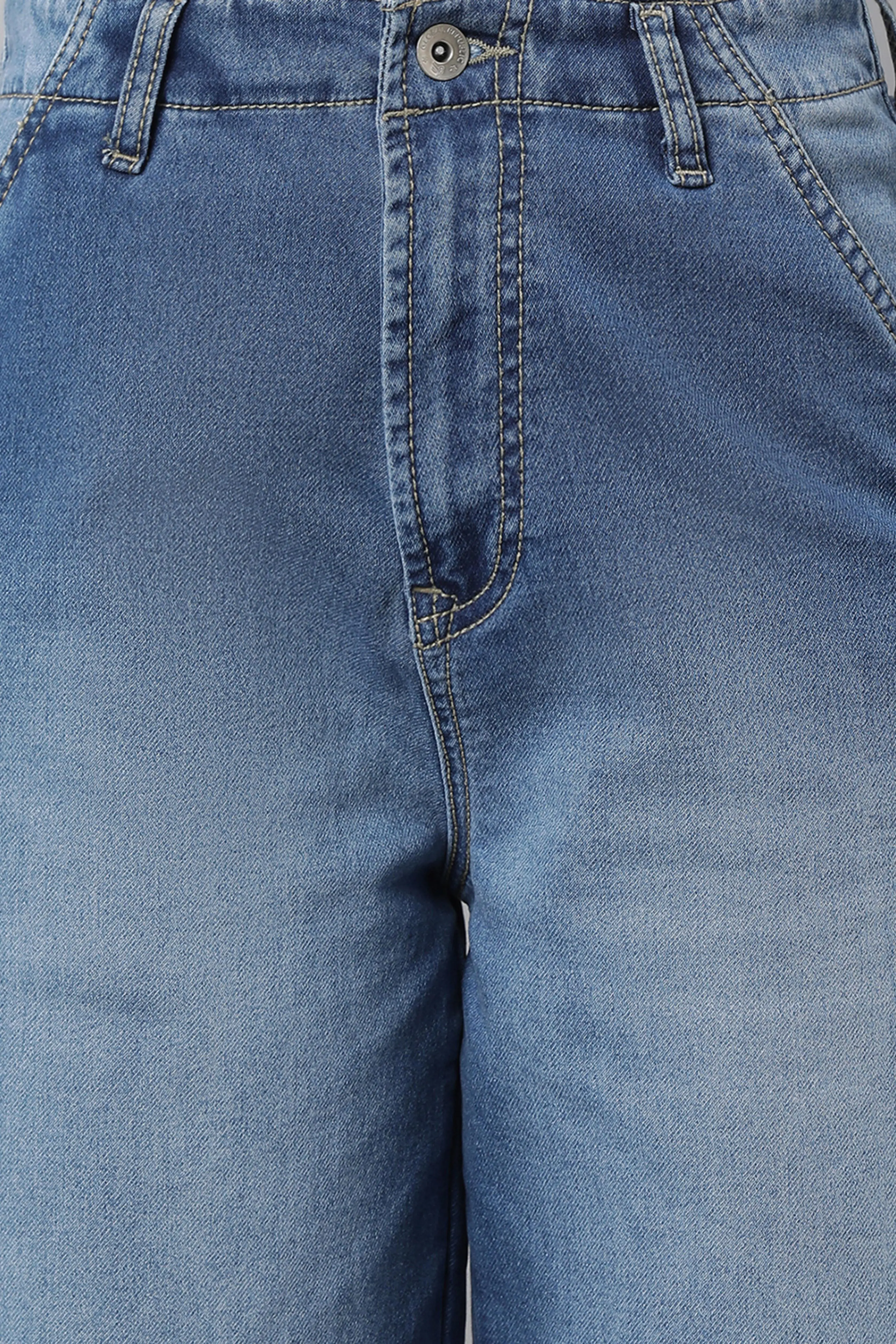 Light Blue Loose Fit Wide Leg Stretchable Jeans - Image 4