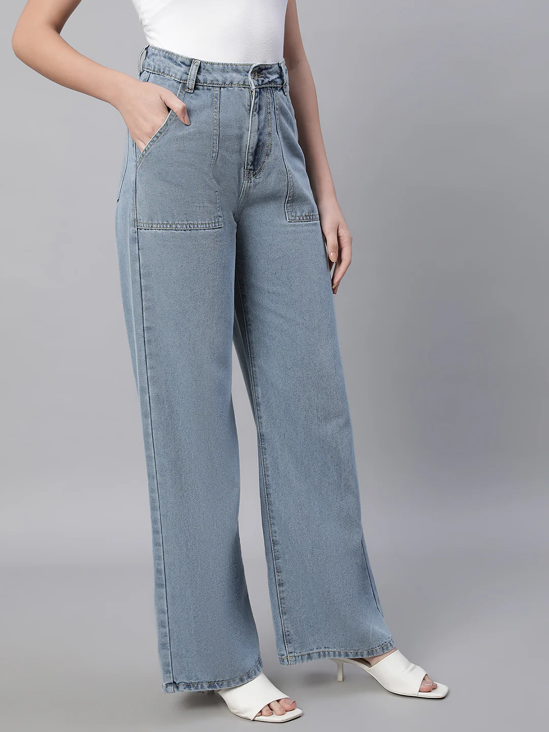 Blue Flared Leg Stretchable Jeans - Image 10
