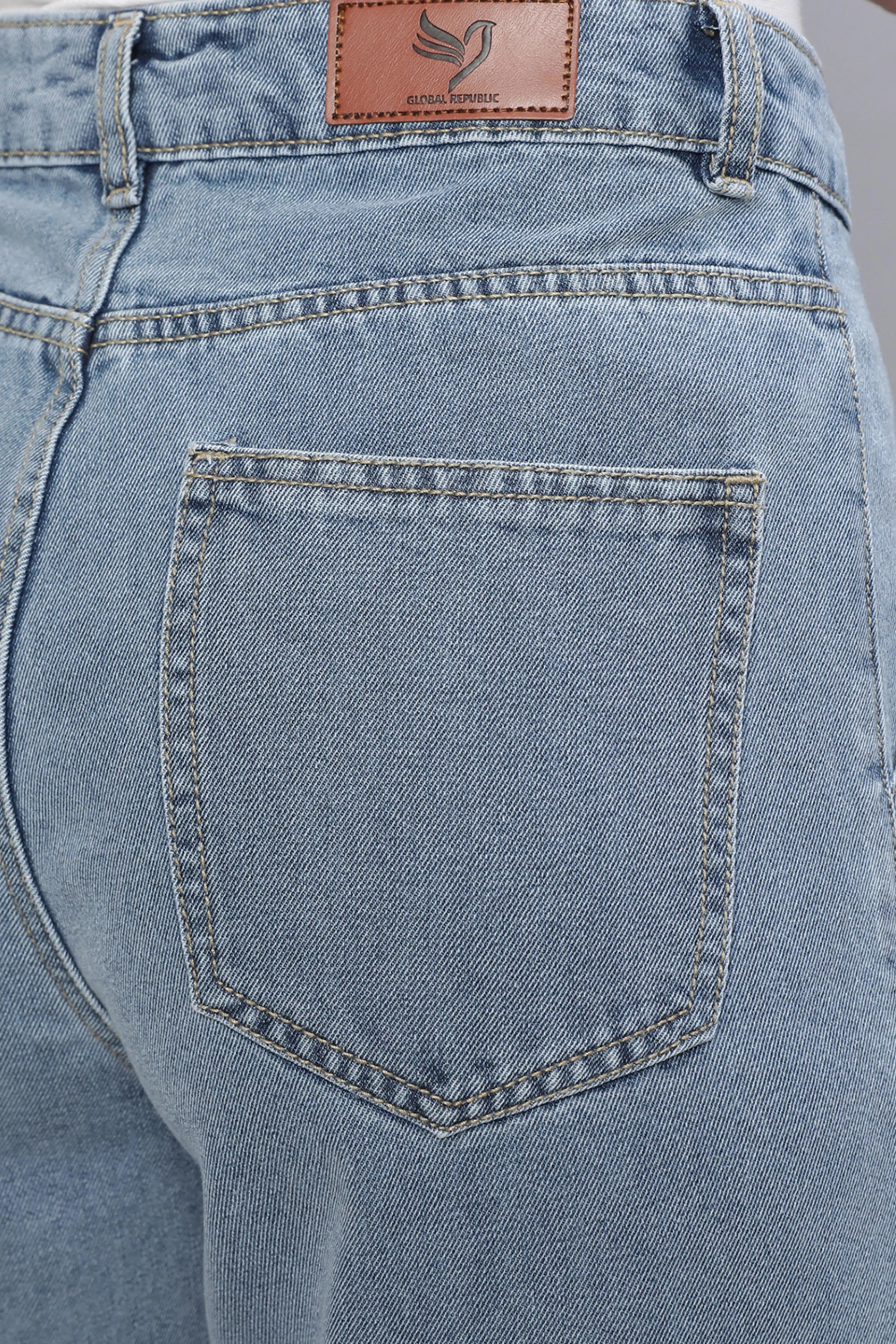 Blue Flared Leg Stretchable Jeans - Image 5