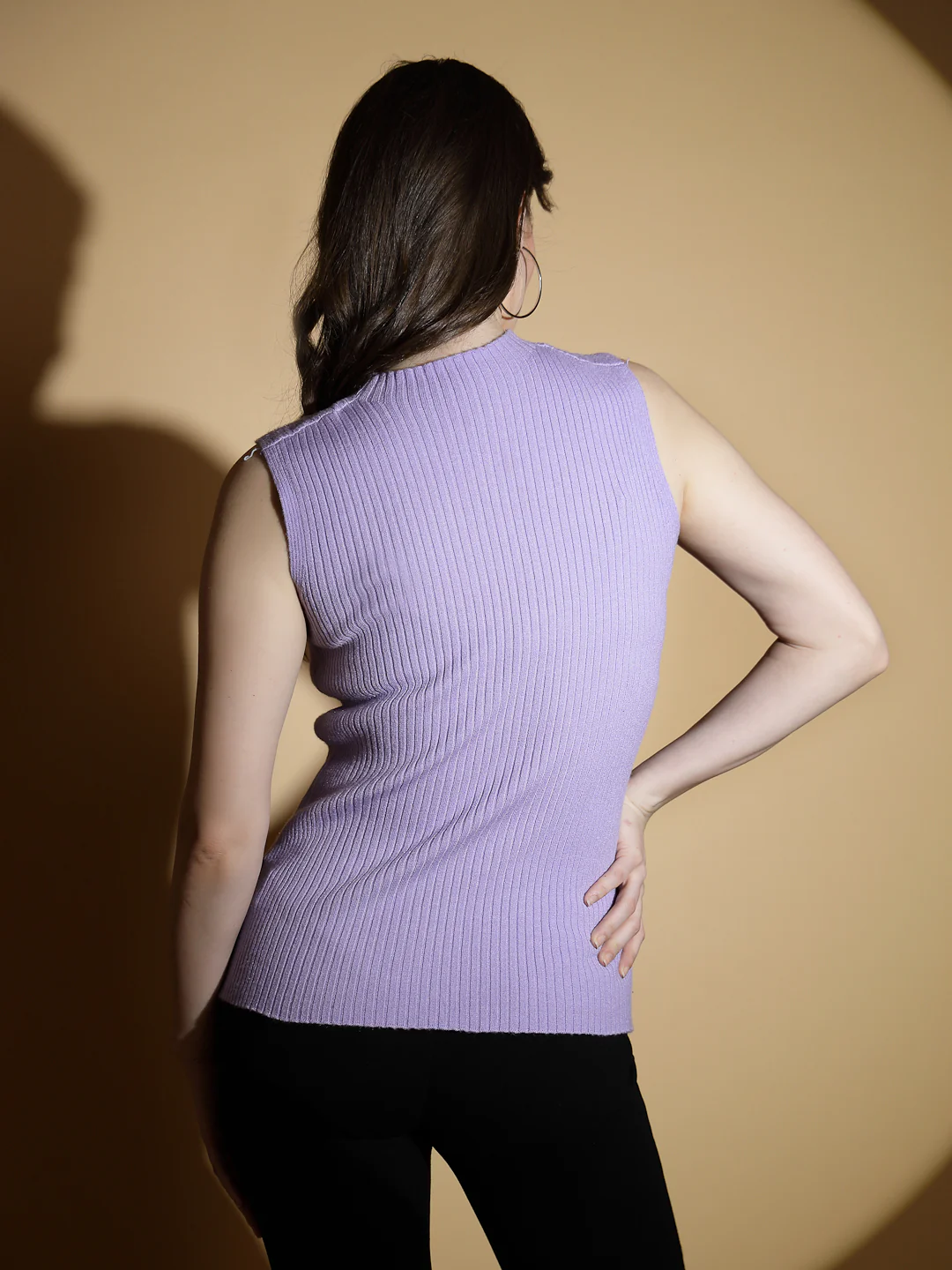 Women Lilac Round Neck Solid Skivvy - Image 7