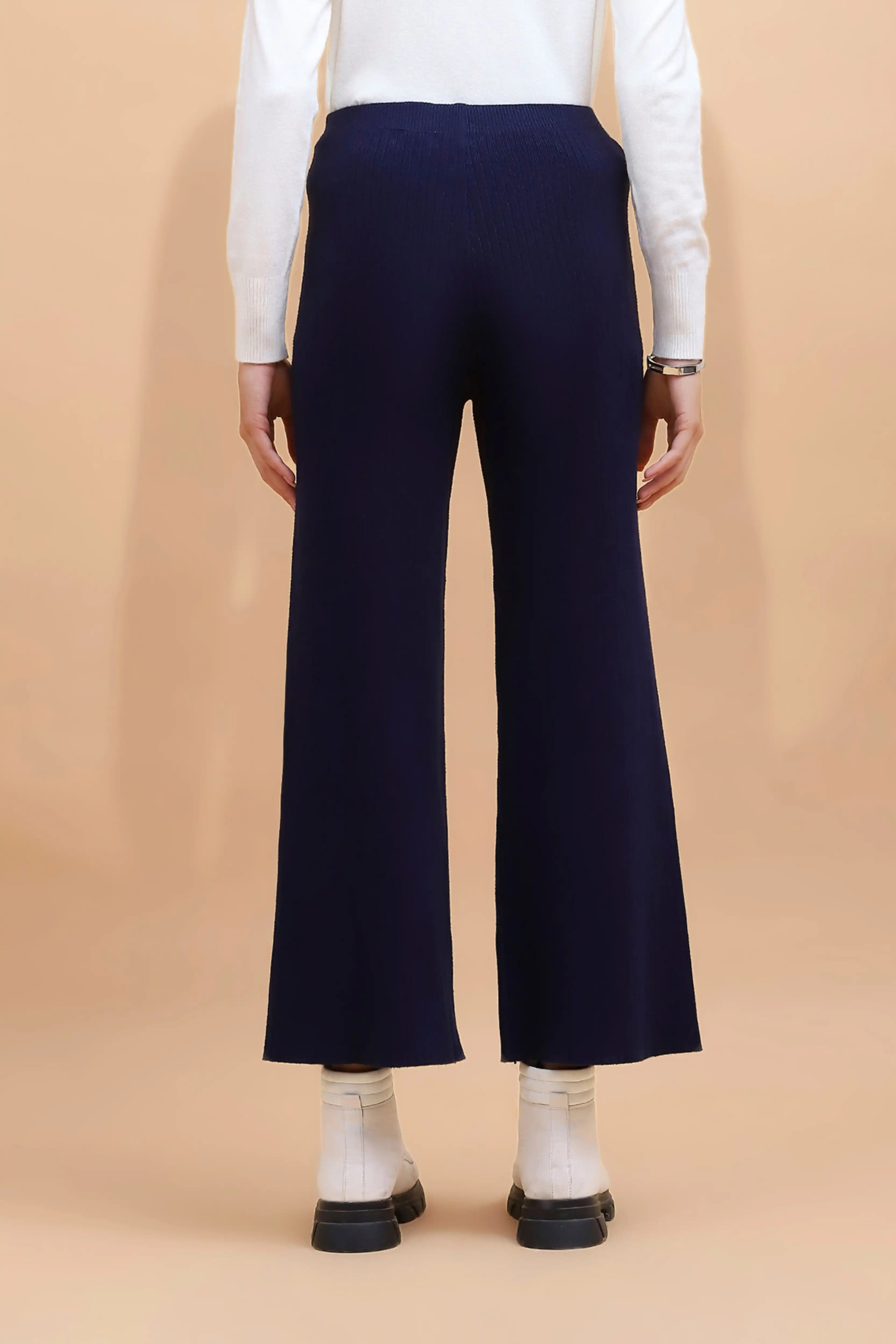 Navy Blue Viscose Blend Solid Lower - Image 4