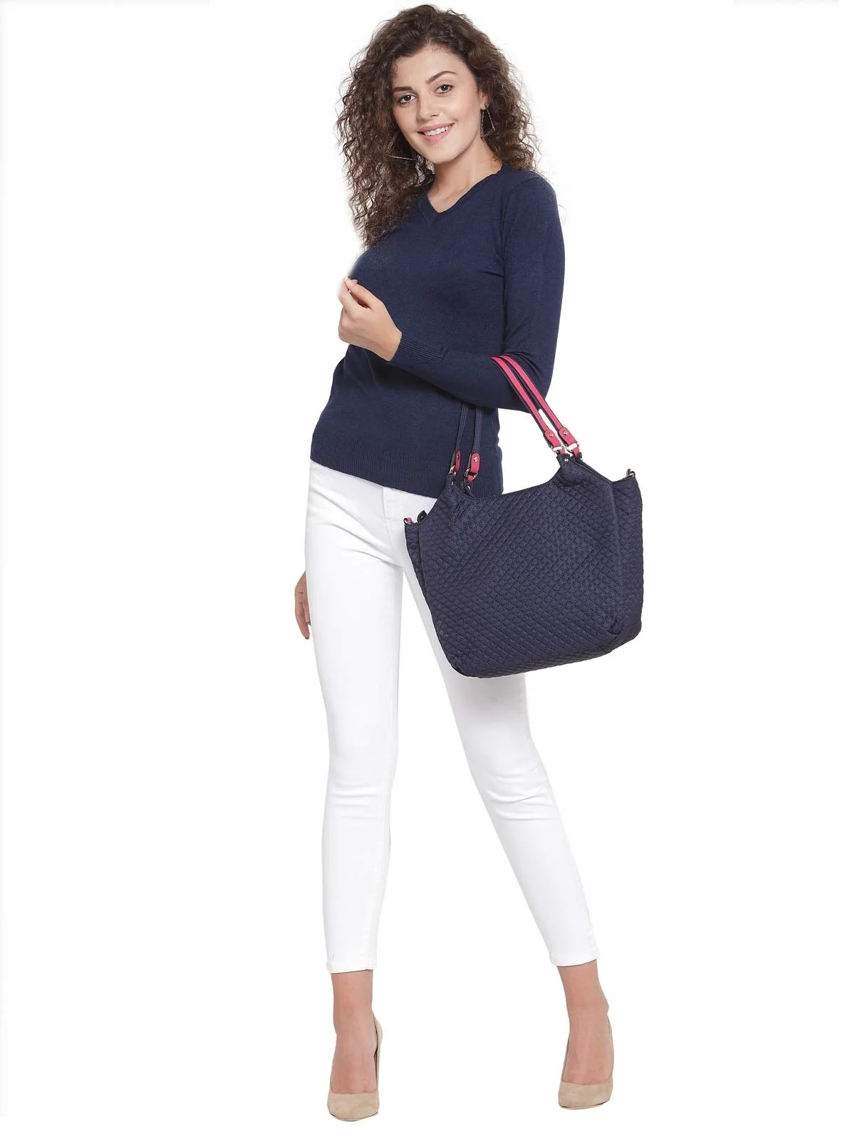 Navy Blue V-Neck Slim Fit Pullover - Image 5