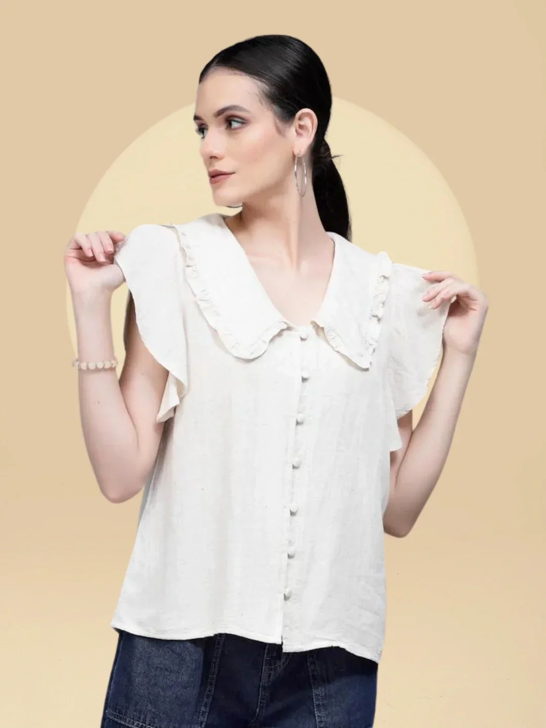 White Peter Pan Collar Top - Image 7