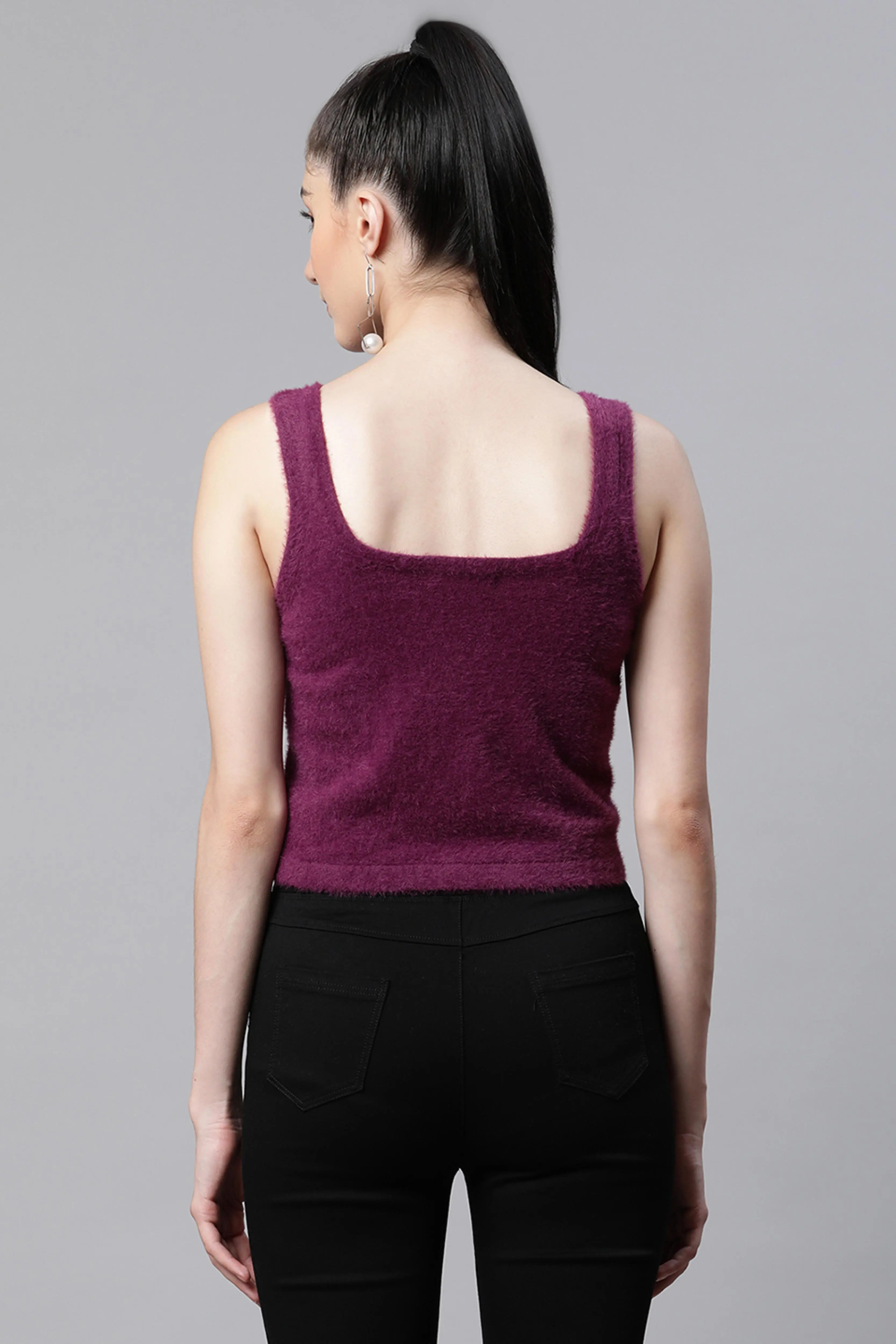 Pile knit Plum Pile knit Slim Fit Casual Pullover - Image 2