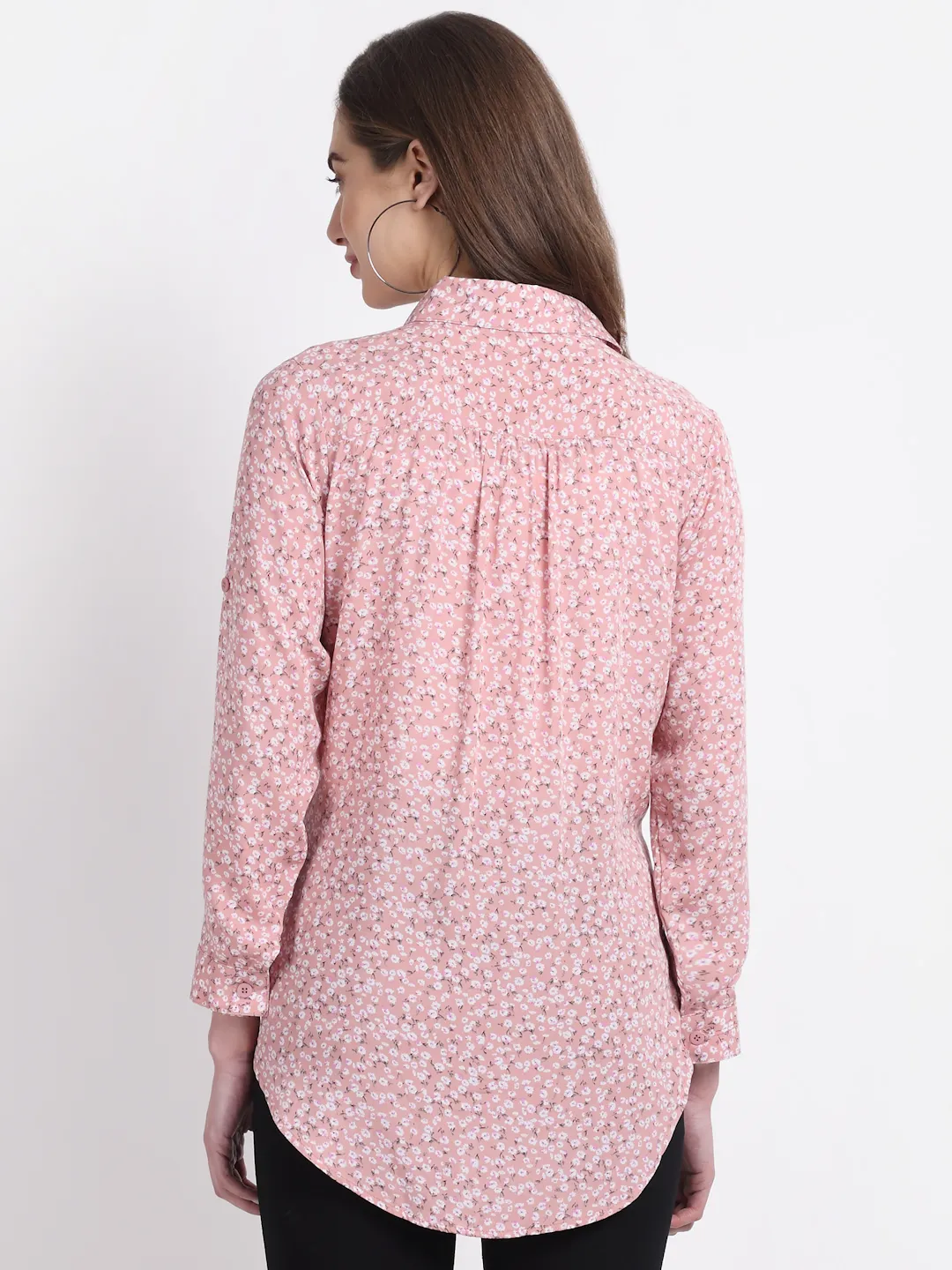 Collared Viscose Mini Floral Printed Shirt - Image 6