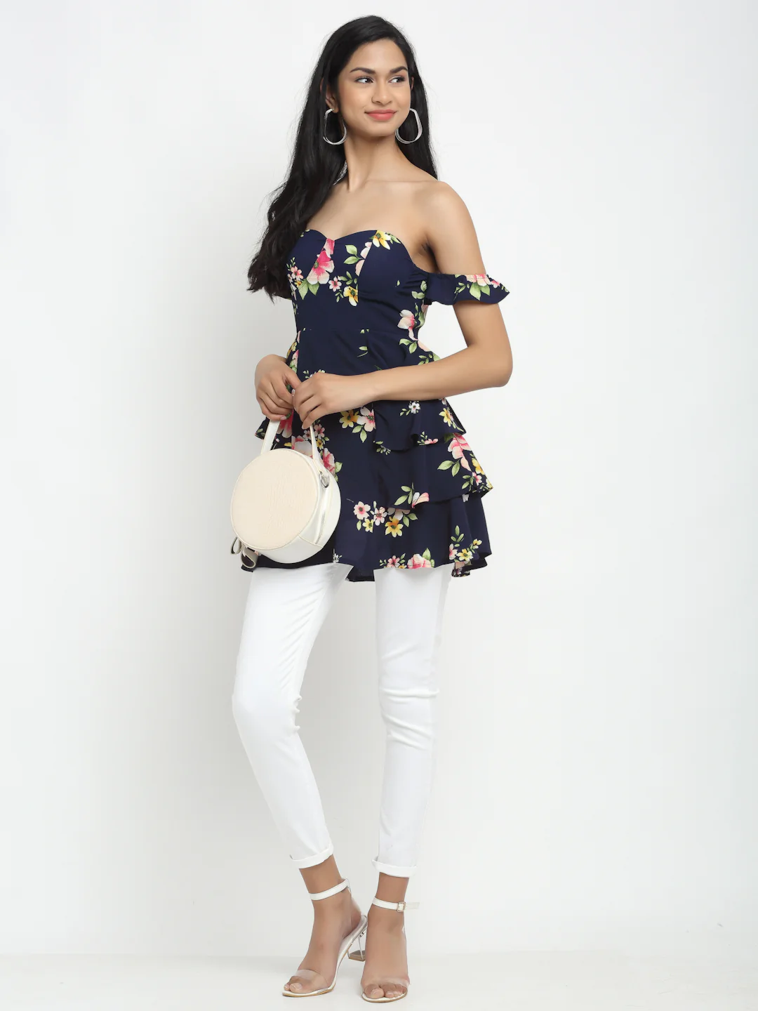 Pink Floral Off-Shoulder Long Top - Image 4