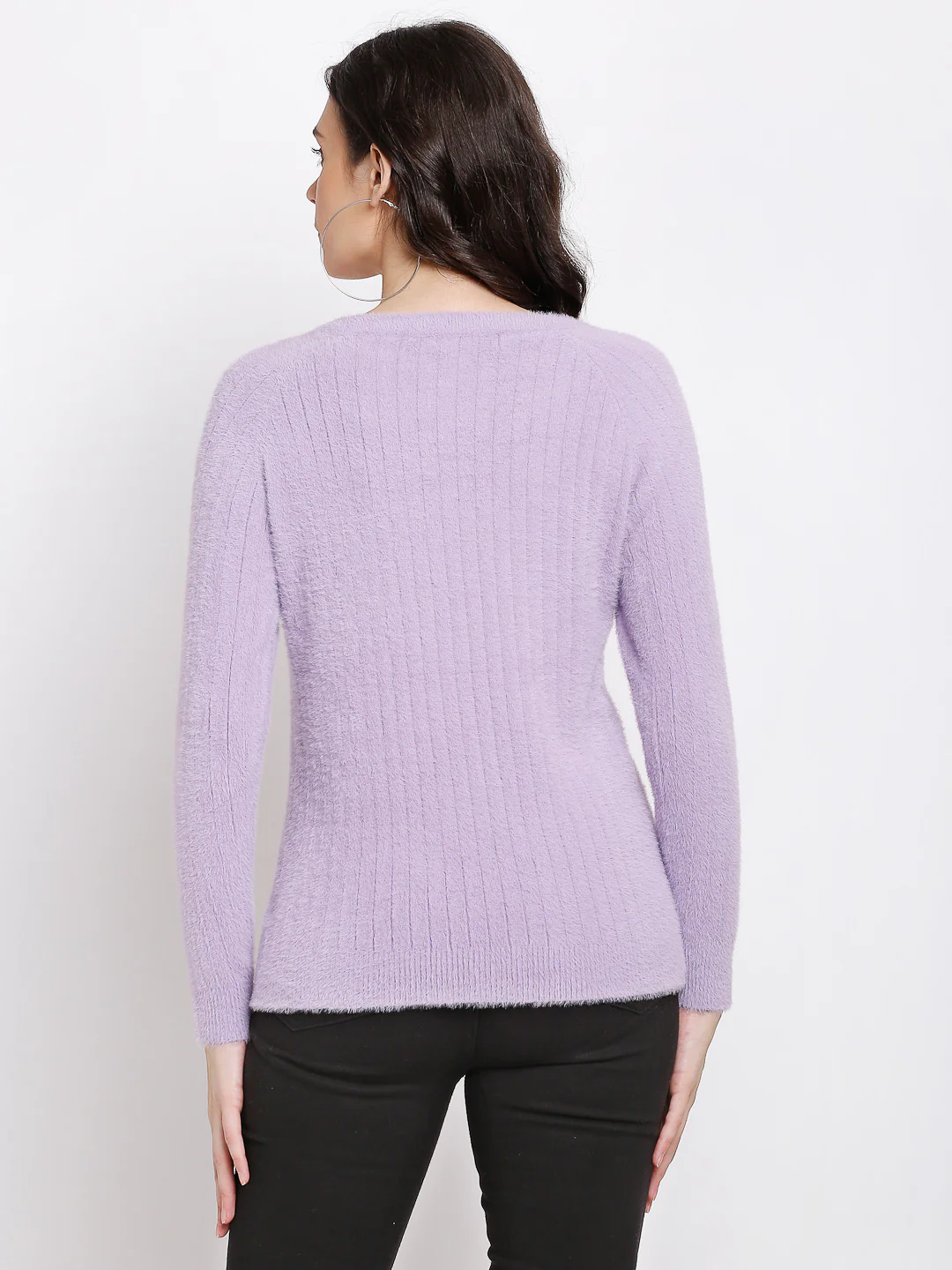Lilac Knitted Solid Pullover - Image 3