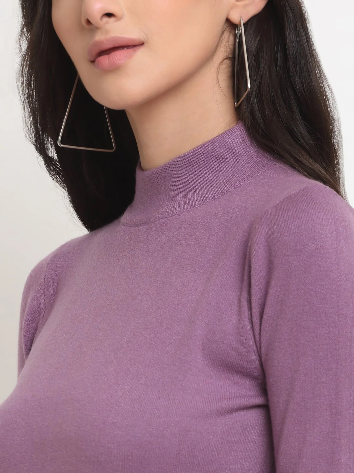 Women Purple Turtle Neck Snug Fit Skivvy - Image 4