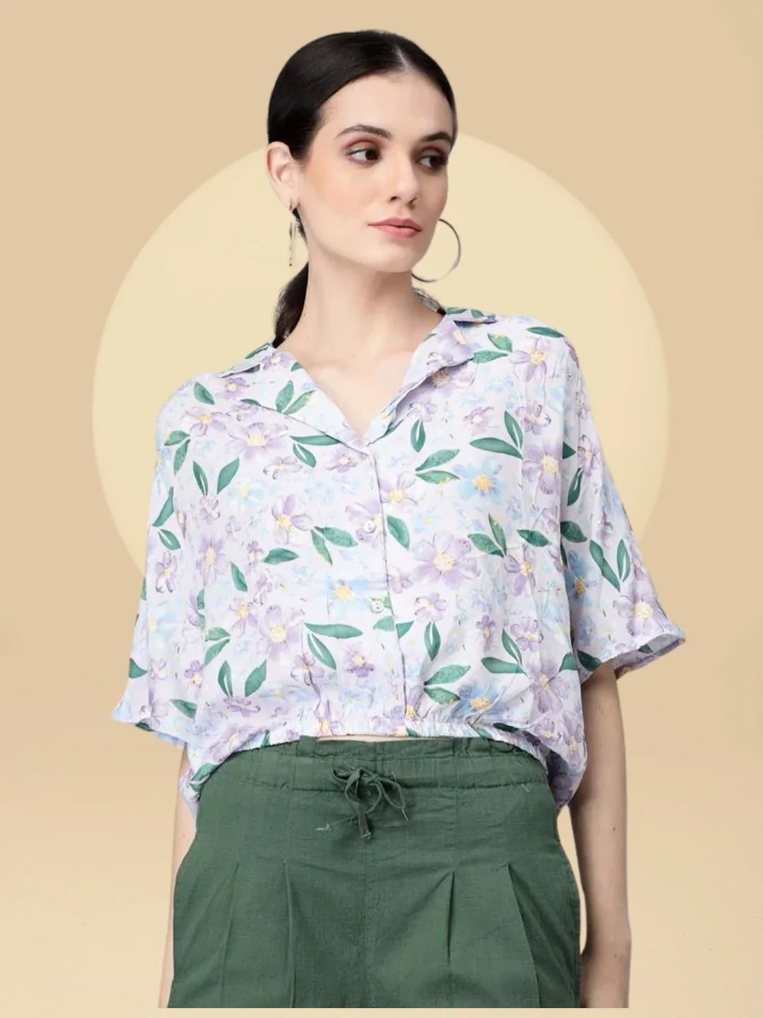 Collar Neck Printed Blouson Top - Image 14