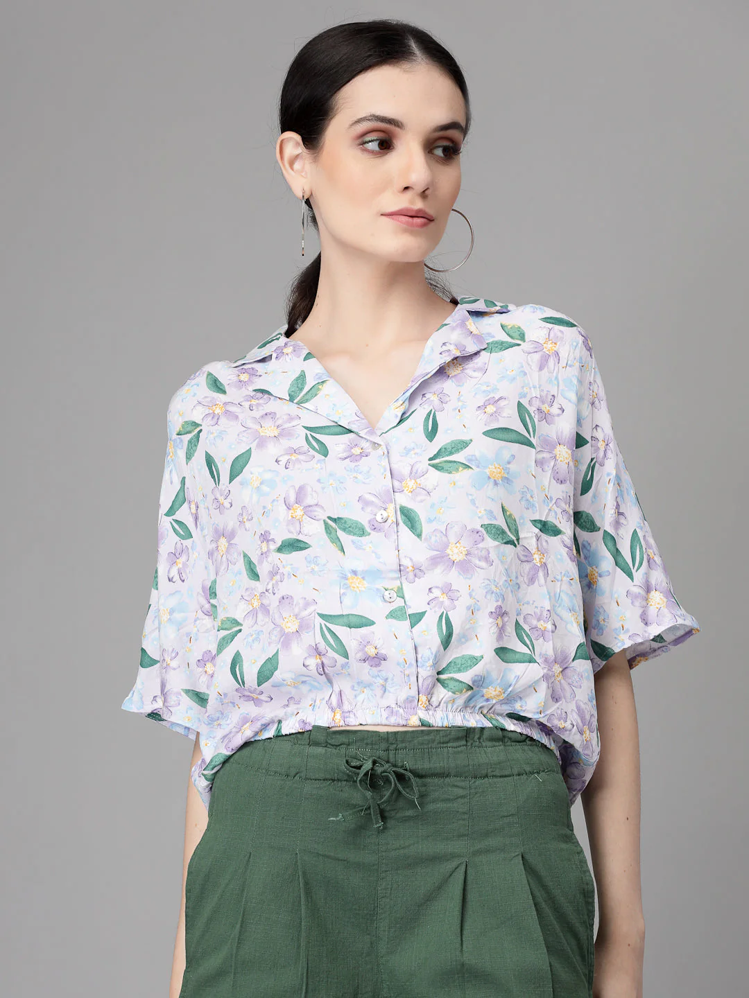 Collar Neck Printed Blouson Top - Image 15