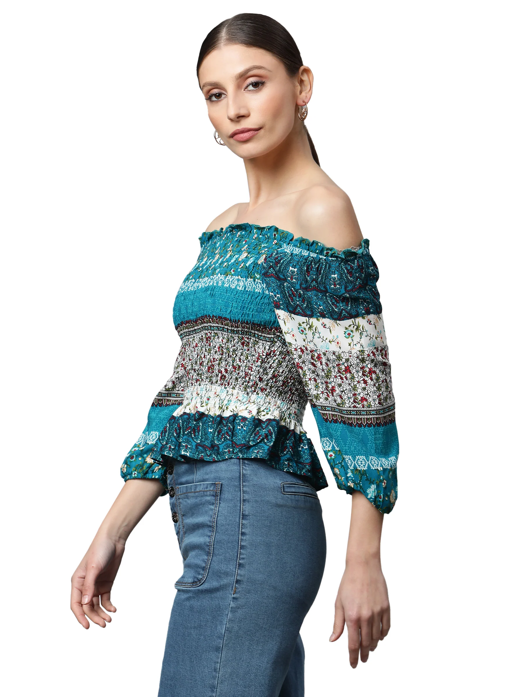 Off-Shoulder Floral Rayon Top - Image 13