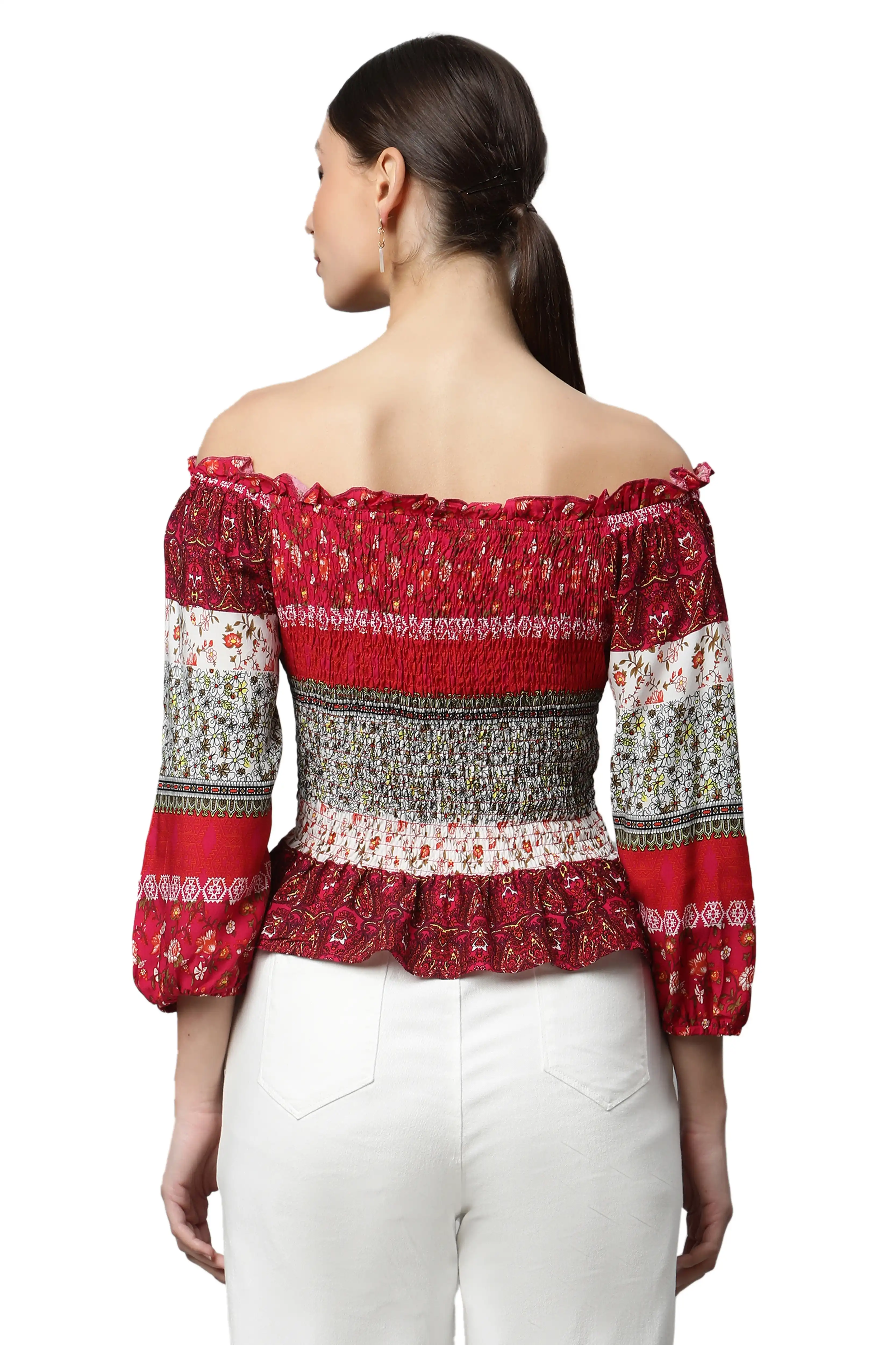 Off-Shoulder Floral Rayon Top - Image 3