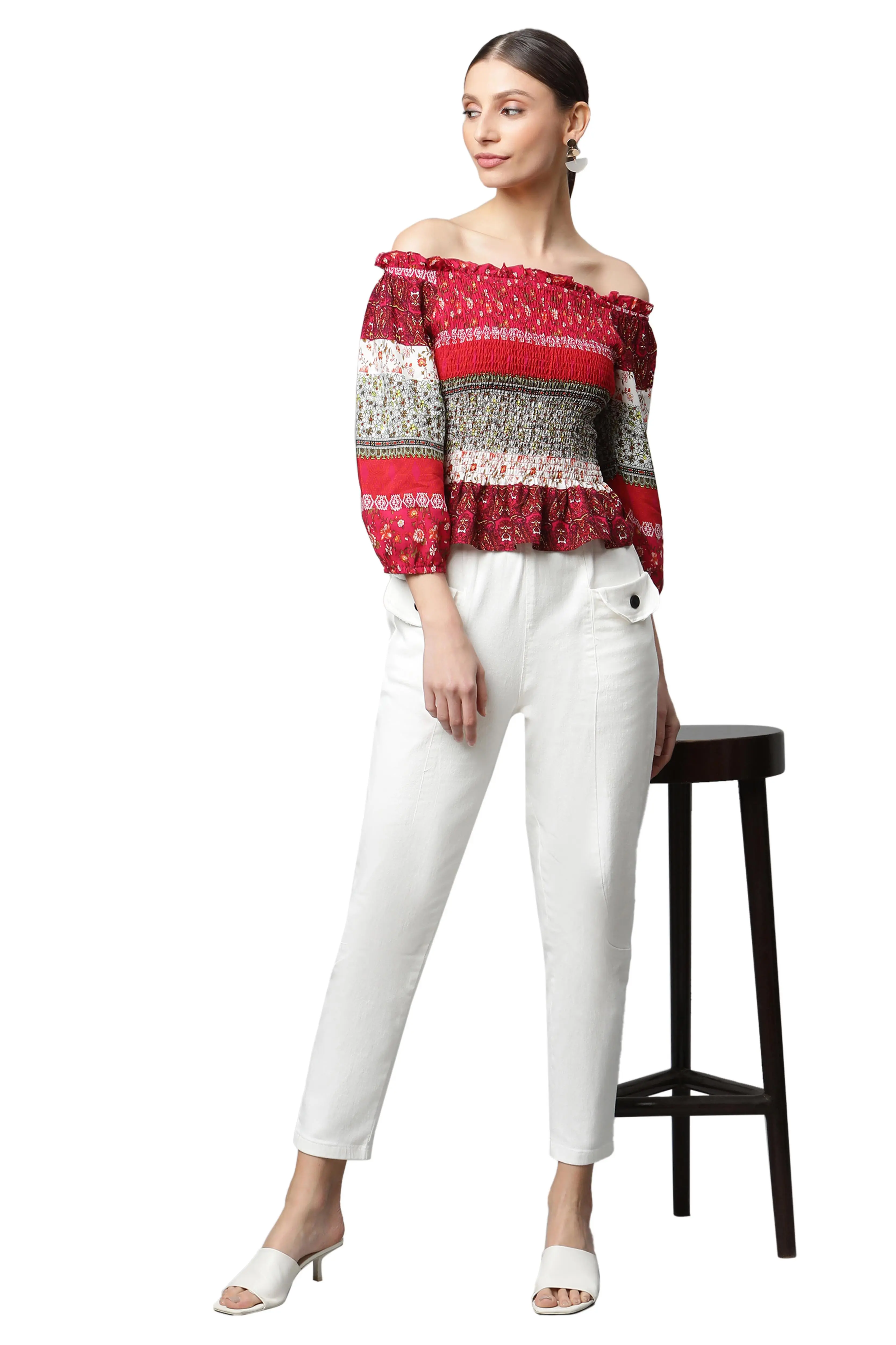 Off-Shoulder Floral Rayon Top - Image 6