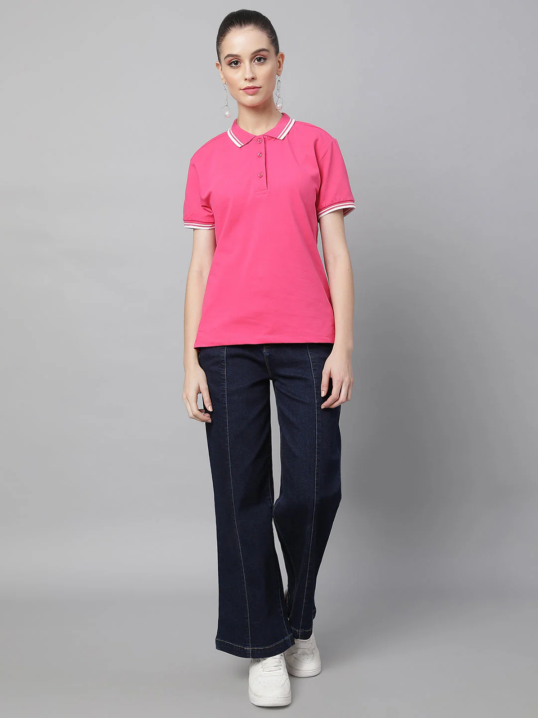 Women Regular Fit Polo Neck Cotton T-Shirt - Image 12