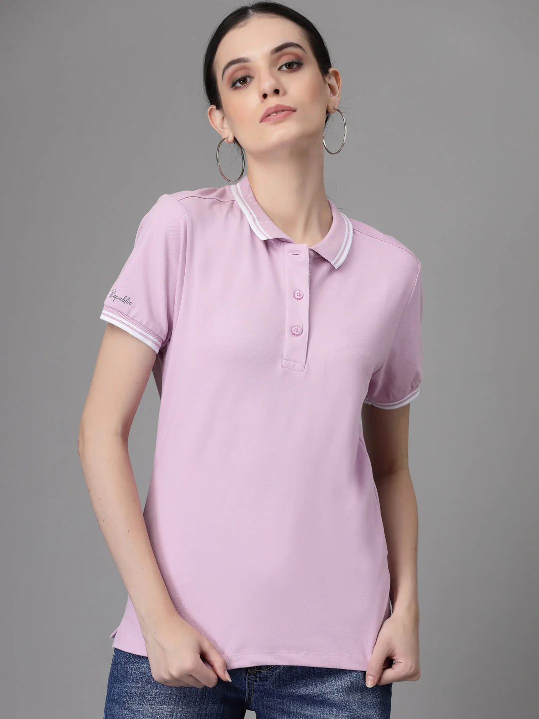 Women Regular Fit Polo Neck Cotton T-Shirt - Image 14