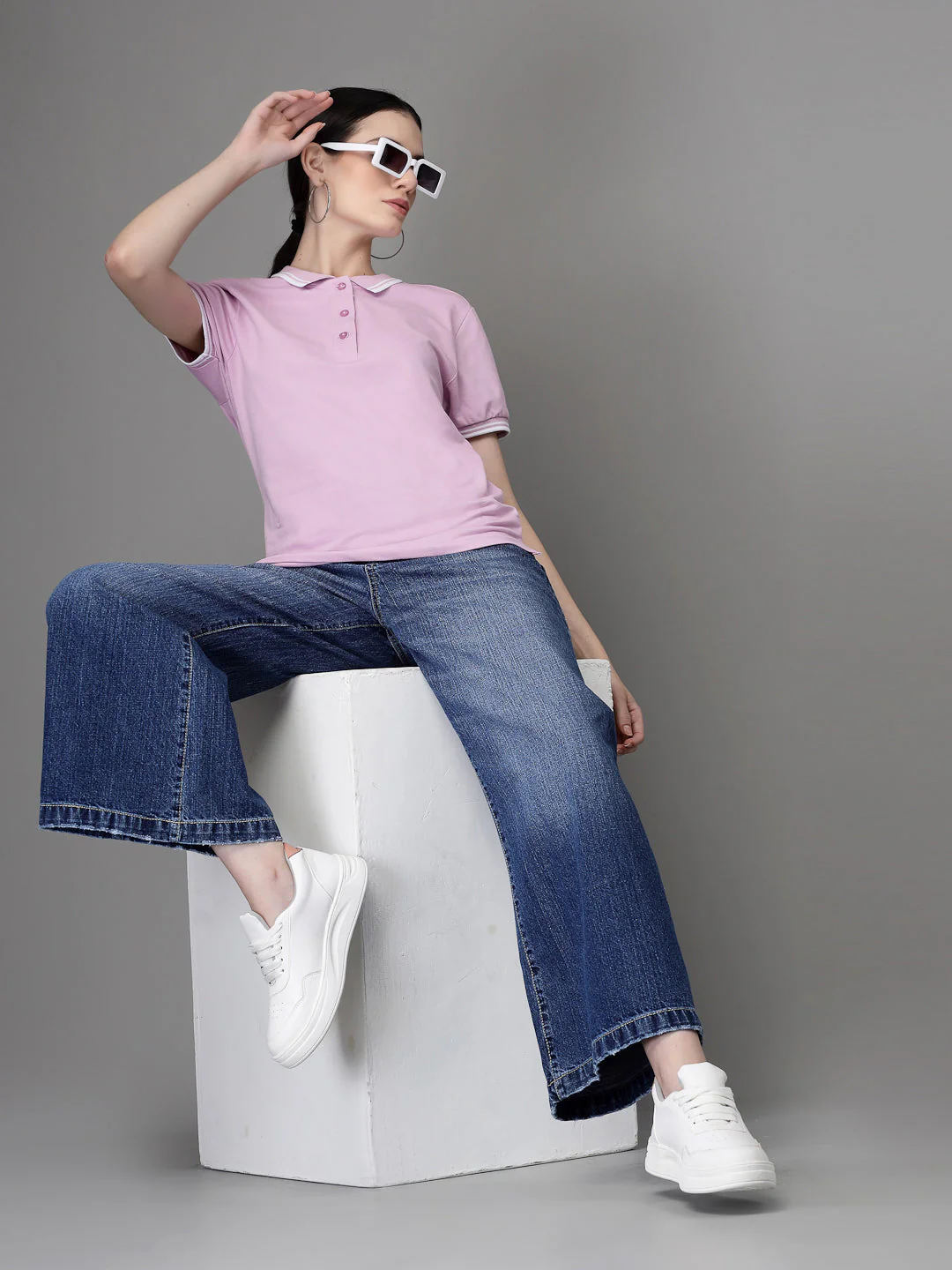 Women Regular Fit Polo Neck Cotton T-Shirt - Image 16