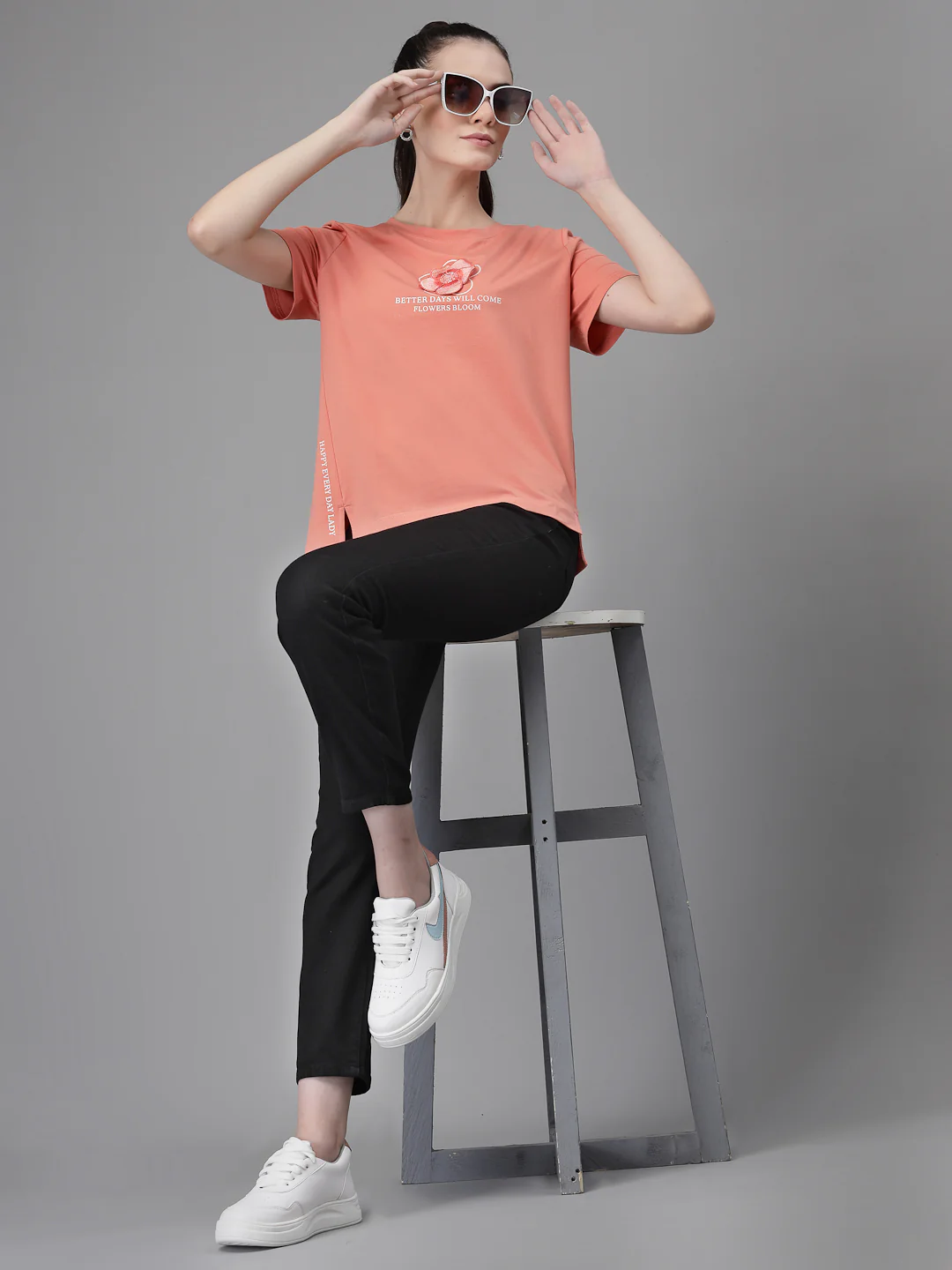 Peach 3D Floral Cotton Top - Image 12