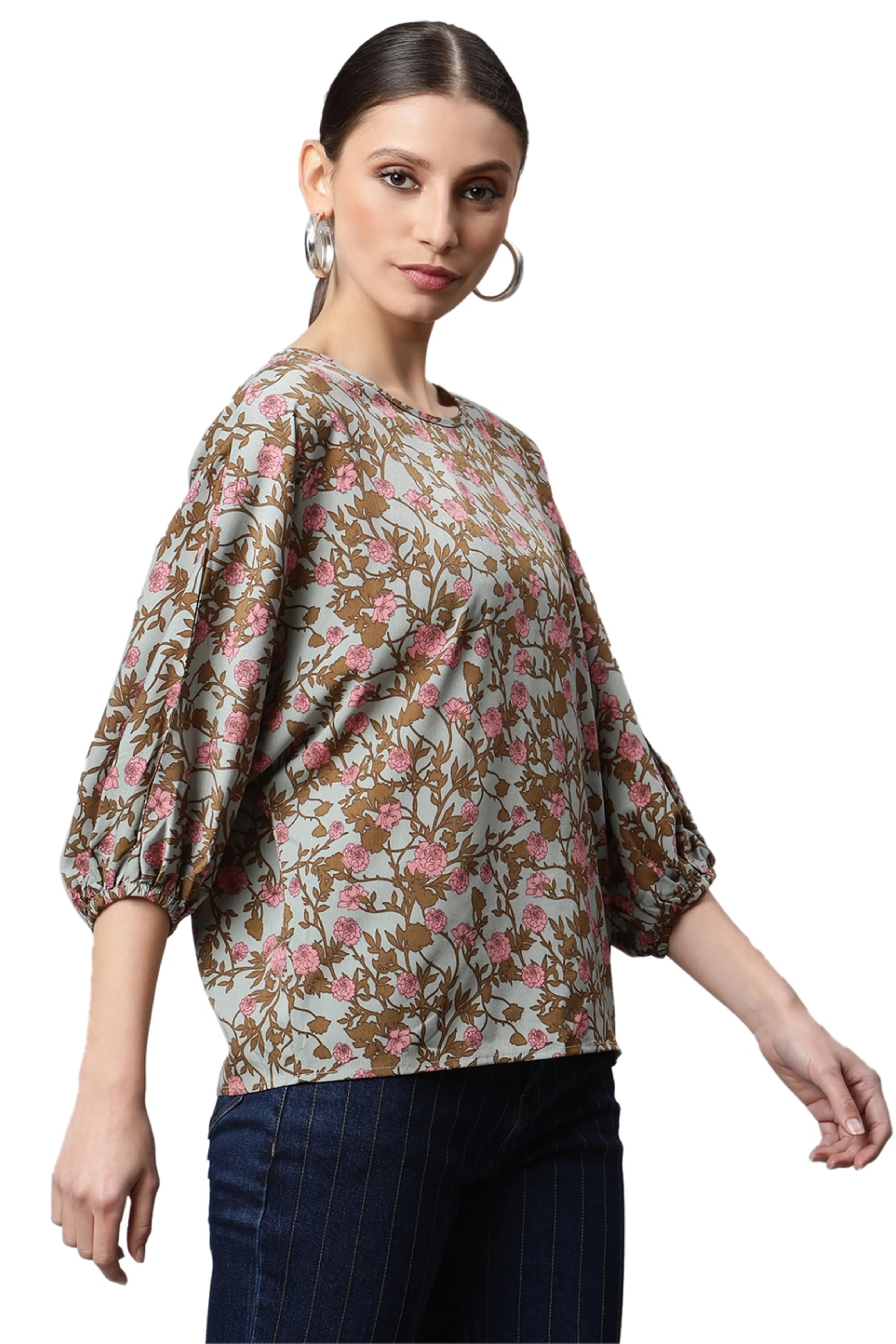 Regular Fit Floral Printed Top - Image 2