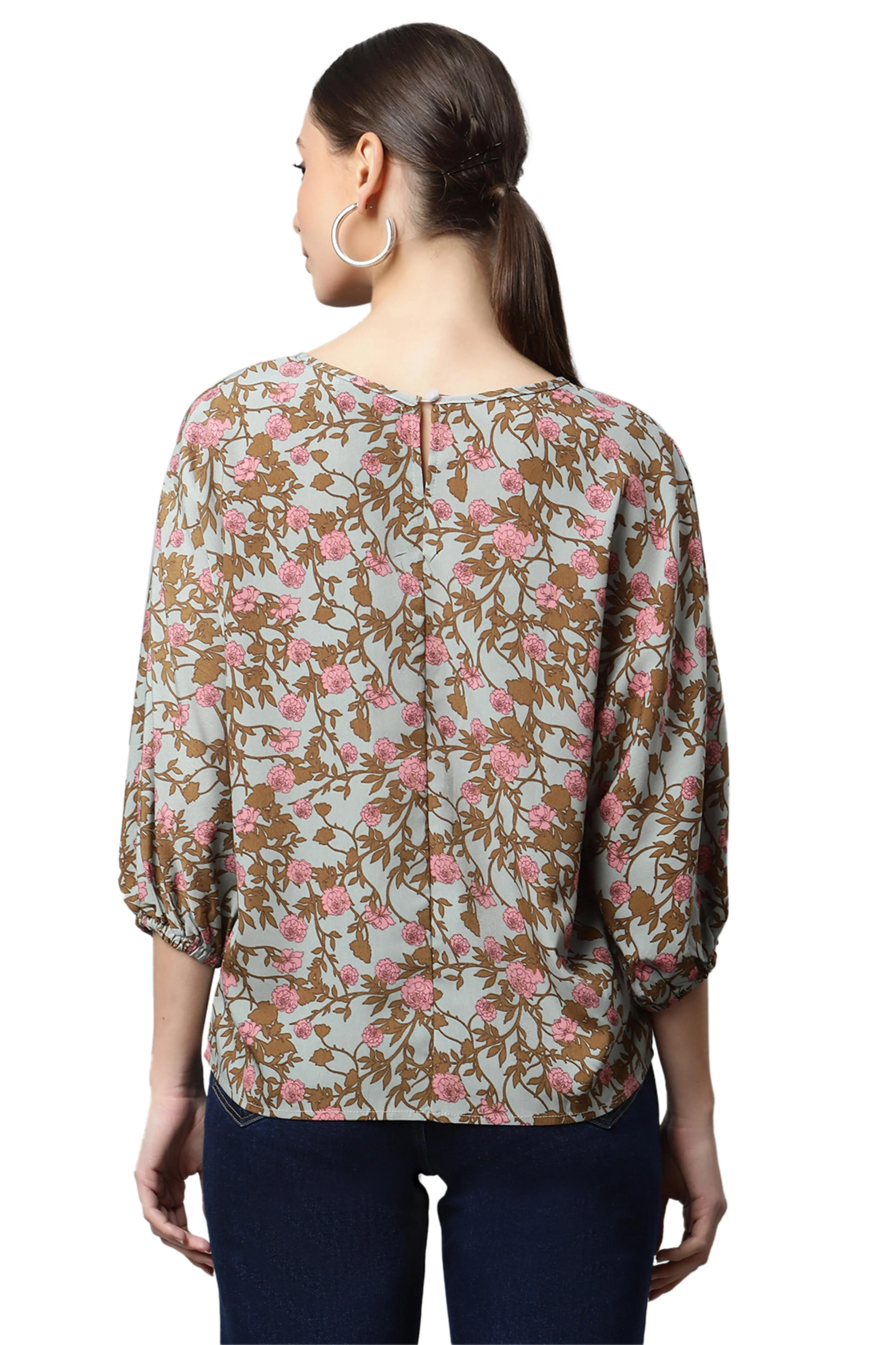 Regular Fit Floral Printed Top - Image 4