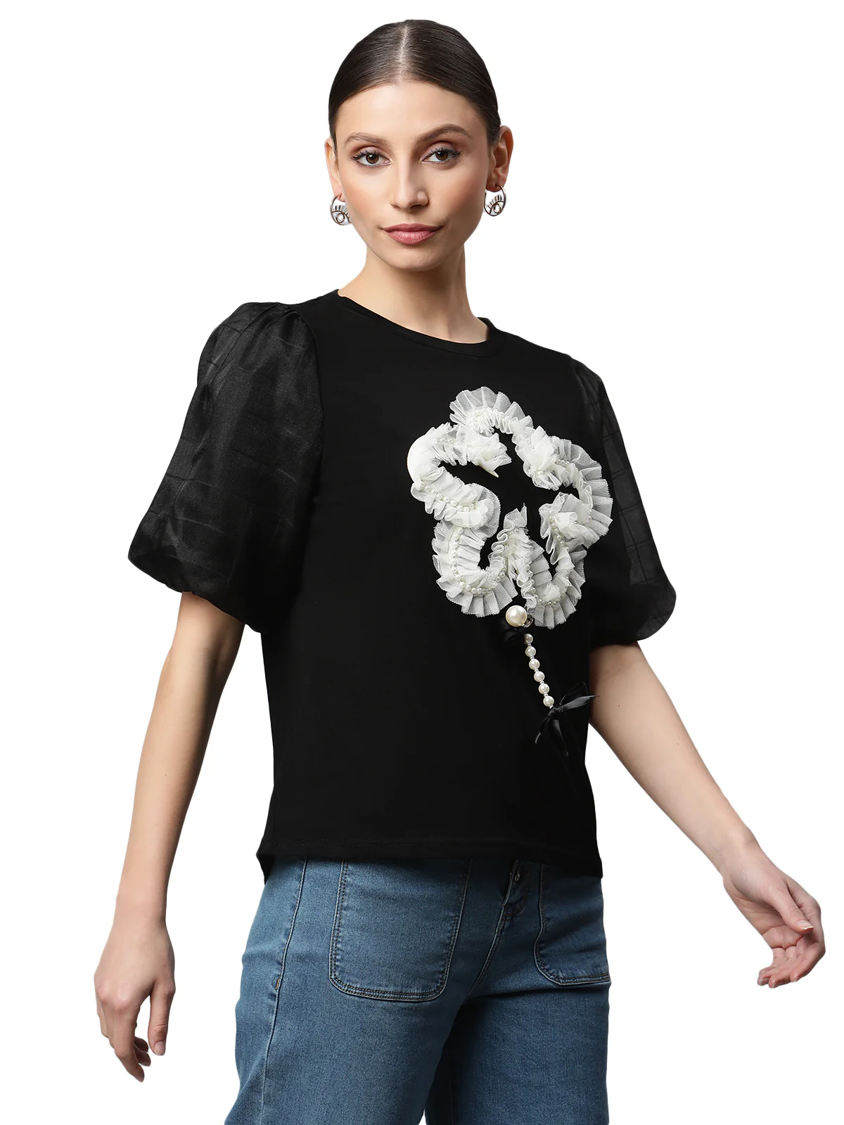 Regular Fit Color Hosiery Applique T-Shirt - Image 6